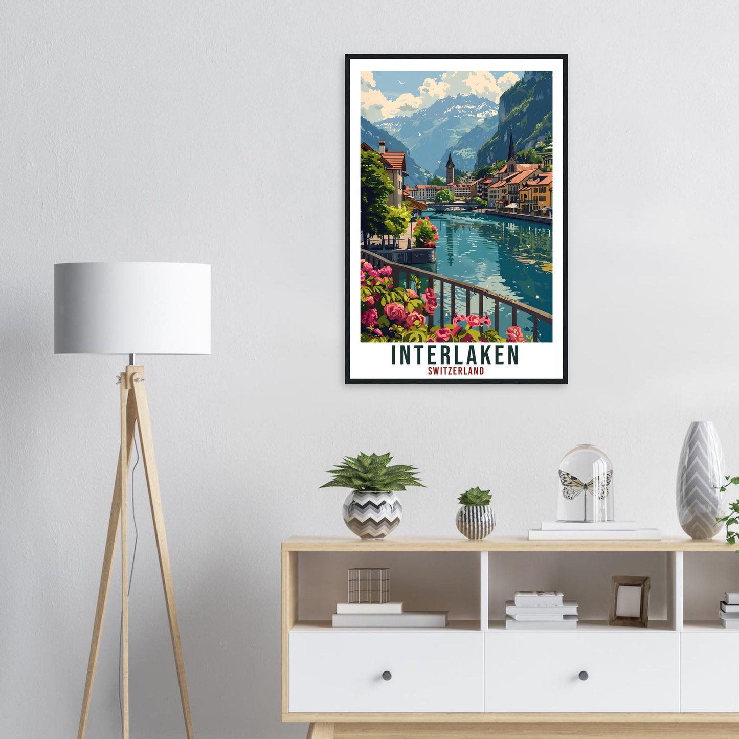 Interlaken Travel Print Swiss Wall Art Wall Hanging Home Living Décor Interlaken Gift Art Lover Switzerland Artwork Gift Swiss Travel Poster