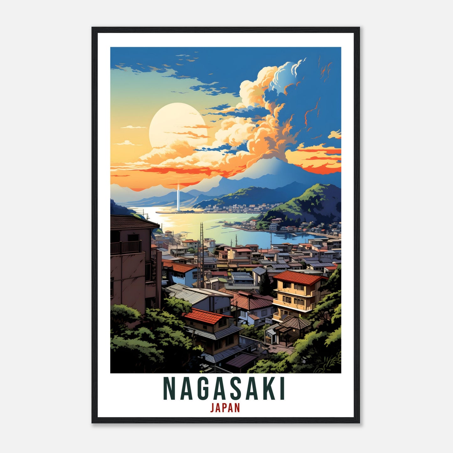Nagasaki Travel Print Japan Home Decoration Wall Art Gift Wall Hanging Art Lover Japanese Artwork Japan Nagasaki Travel Poster City Print