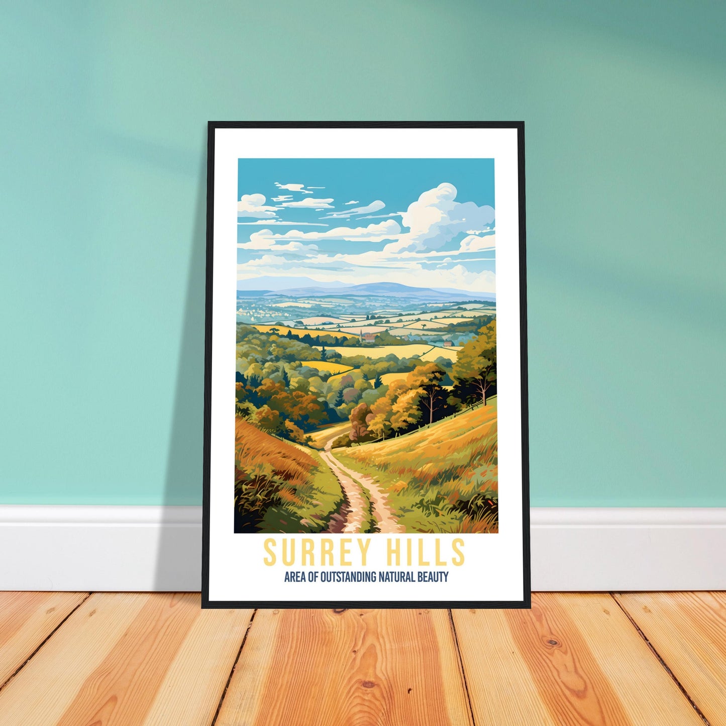 Surrey Hills Travel Print Surrey Hills Home Decoration Mountain Landscape England Nature Wall Hanging Surrey Hills Artwork Travel Poster