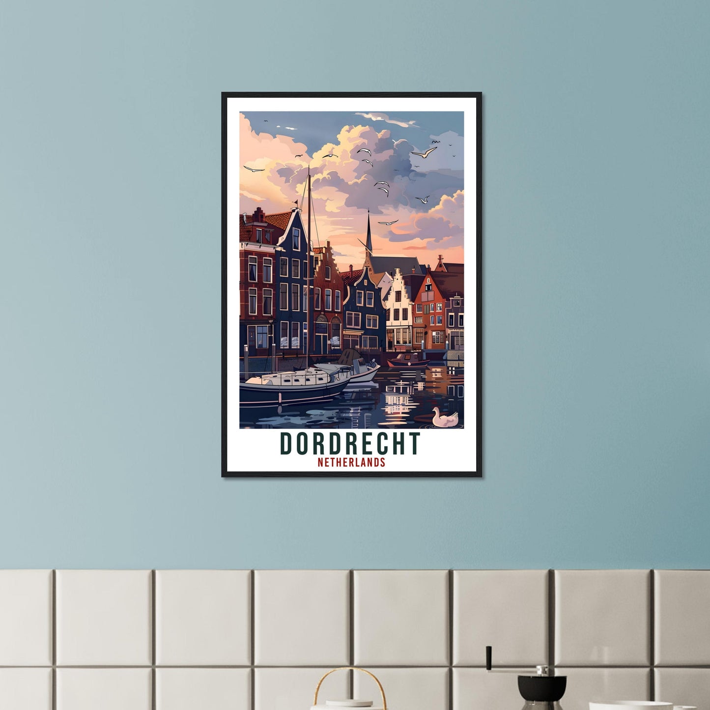 Dordrecht Travel Print Holland Wall Art Wall Hanging Home Décor Dordrecht Art Lovers Gift Dutch Artwork Gift The Netherlands Travel Poster