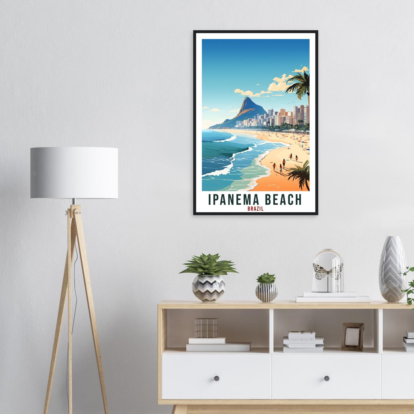 Ipanema Beach Travel Print Wall Art Ipanema Brazil Wall Hanging Artwork Ipanema Art Gifts Ipanema Beach Travel Poster Brazil Art Lovers Gift