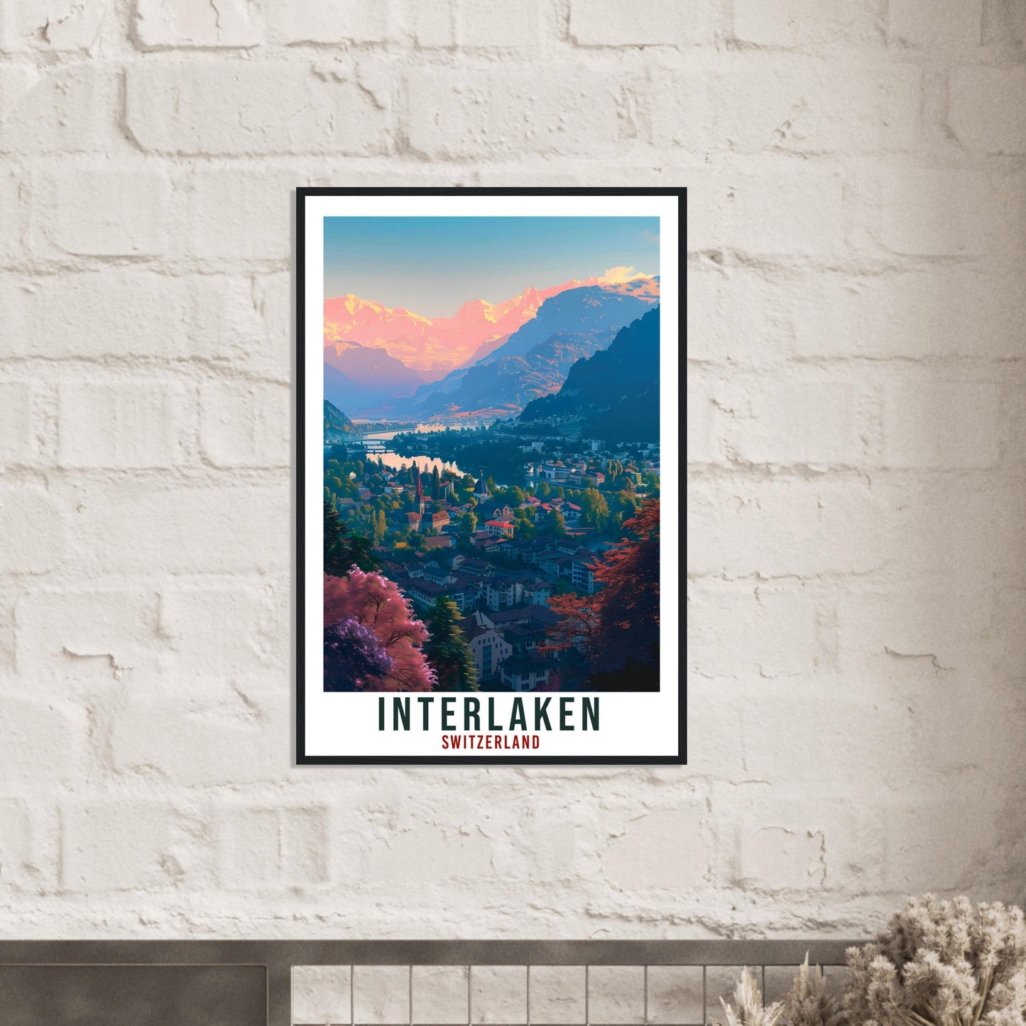 Interlaken Travel Print Swiss Wall Art Wall Hanging Home Living Décor Interlaken Gift Art Lover Switzerland Artwork Gift Swiss Travel Poster