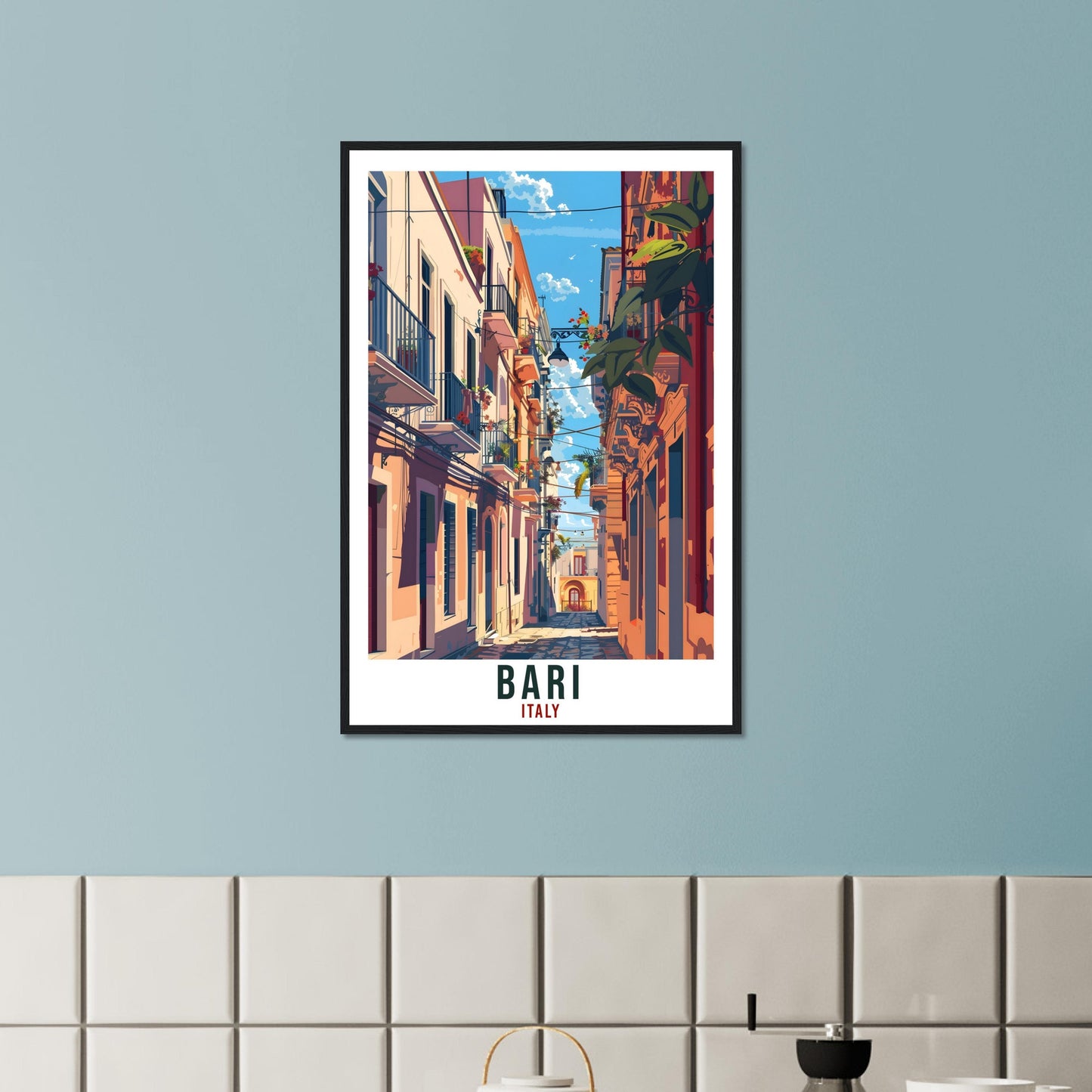 Bari Travel Print Italy Wall Art Bari Wall Hanging Home Living Décor Bari Gift Art Lovers Gift Italy Artwork Gift Italian Travel Poster