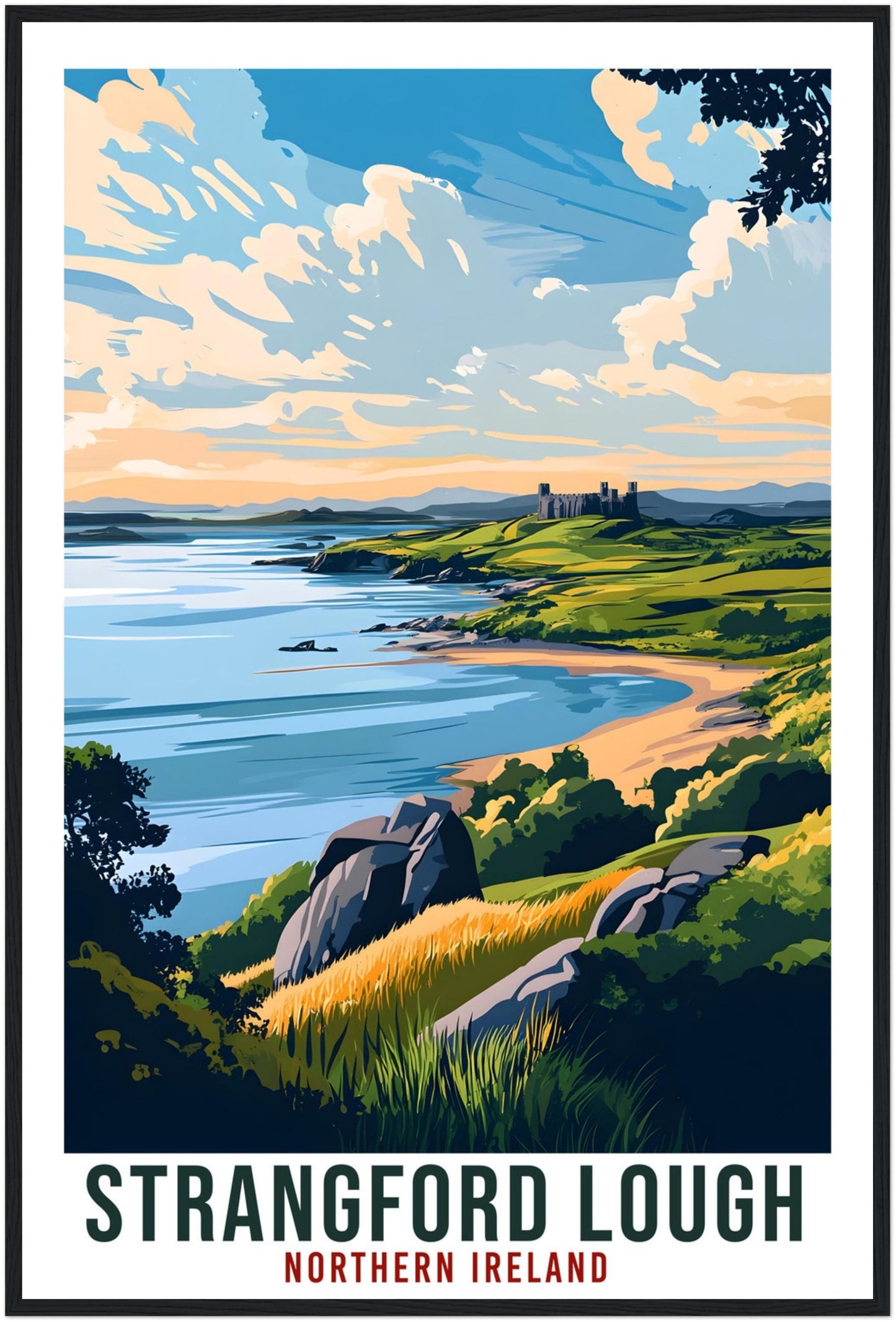 Strangford Lough Travel Print Northern Ireland Home Decor Wall Art Gift Wall Hanging Strangford Lough Irish Artwork Travel Poster NI Art