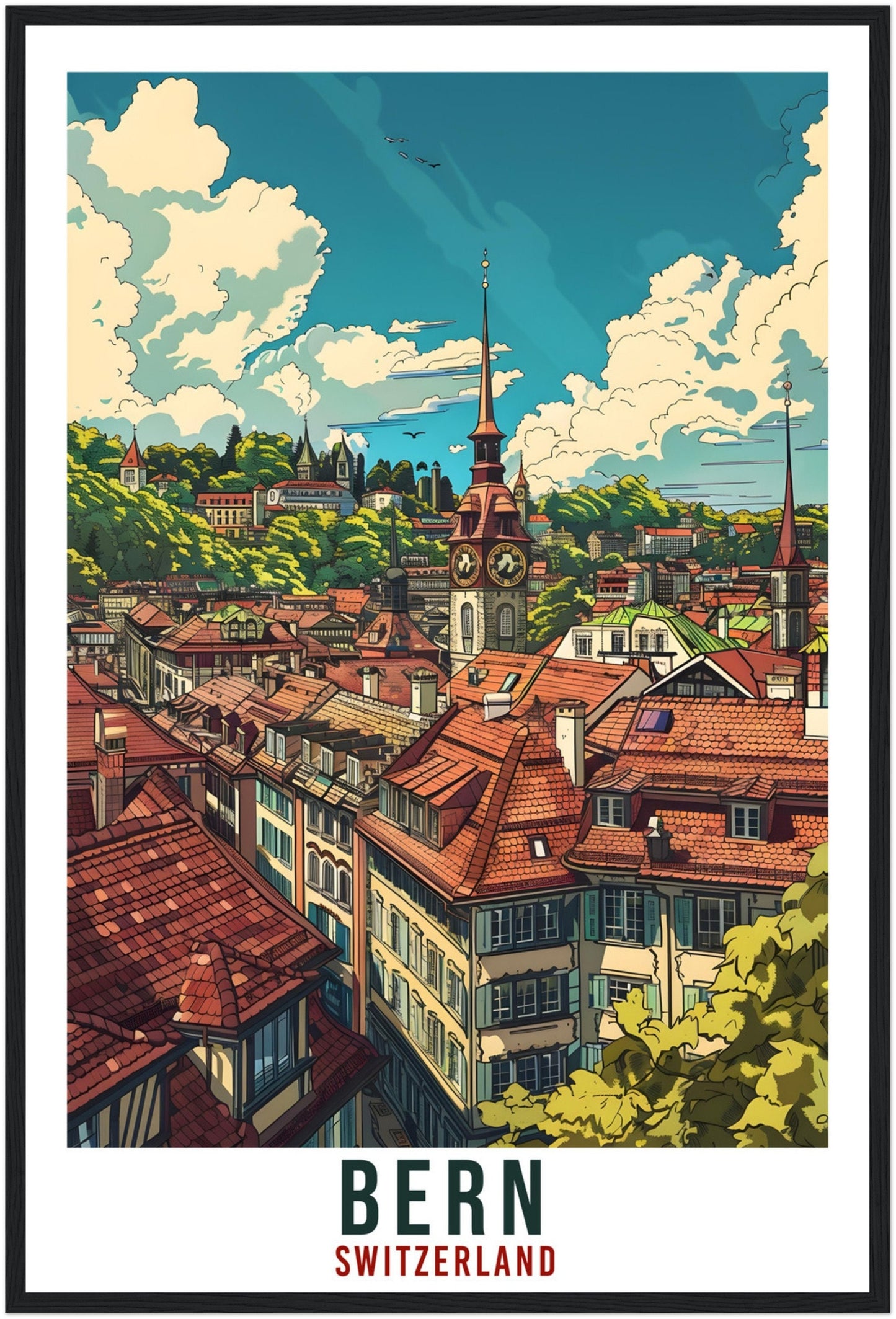 Bern Travel Poster Swiss Wall Art Bern Wall Hanging Home Living Décor Bern Gift Art Lovers Gift Switzerland Artwork Gift Swiss Travel Print