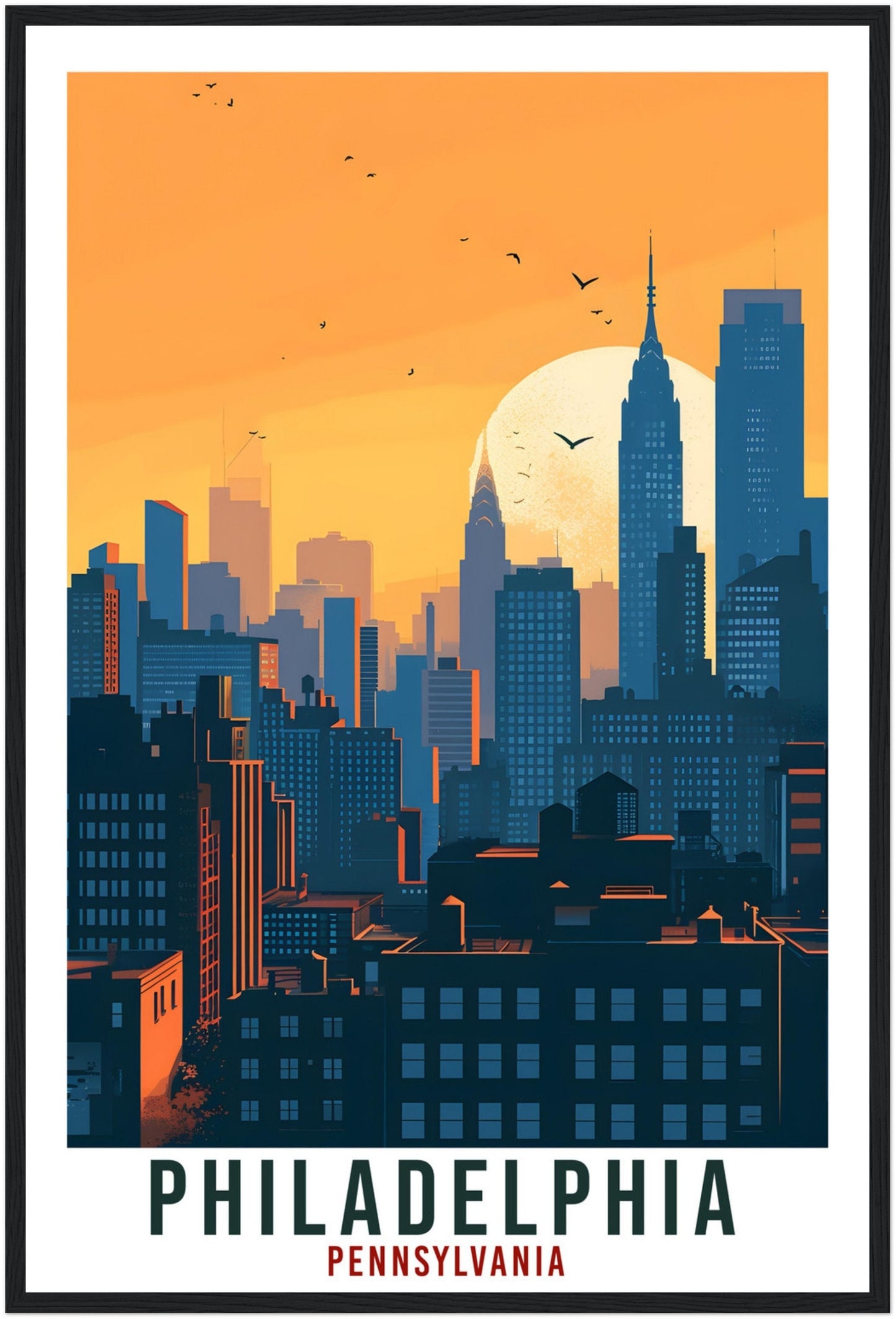 Philadelphia Travel Print Pennsylvania Home Decoration USA City Wall Art Wall Hanging Pennsylvania Artwork Philadelphia Travel Poster Decor