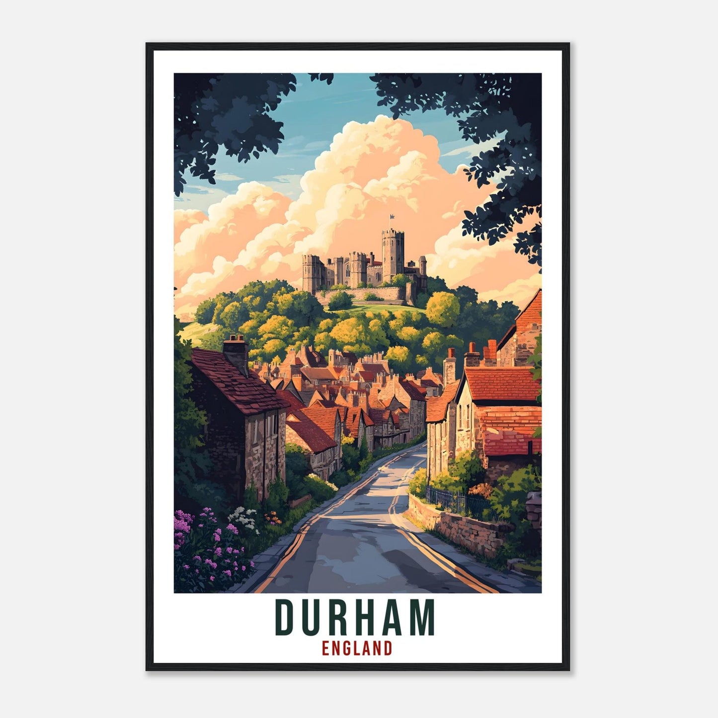Durham Travel Print England Home Decor Durham Wall Art Gift Wall Hanging Art Lover Durham Northern England Artwork Travel Poster Travel Art