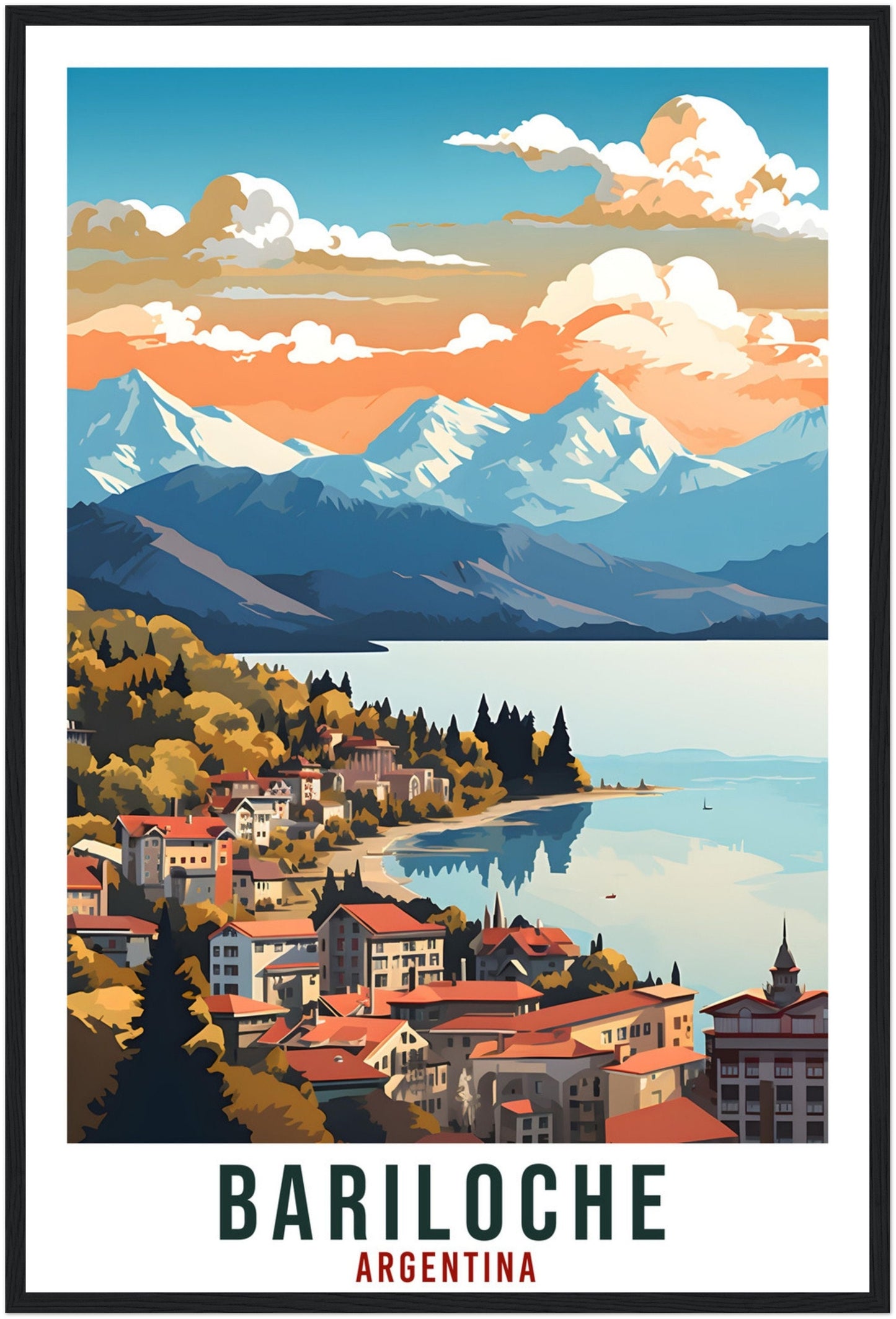 Bariloche Travel Print Wall Art Bariloche Argentina City Landscape Artwork Bariloche Art Gifts Bariloche Travel Poster Argentinian Art Lover
