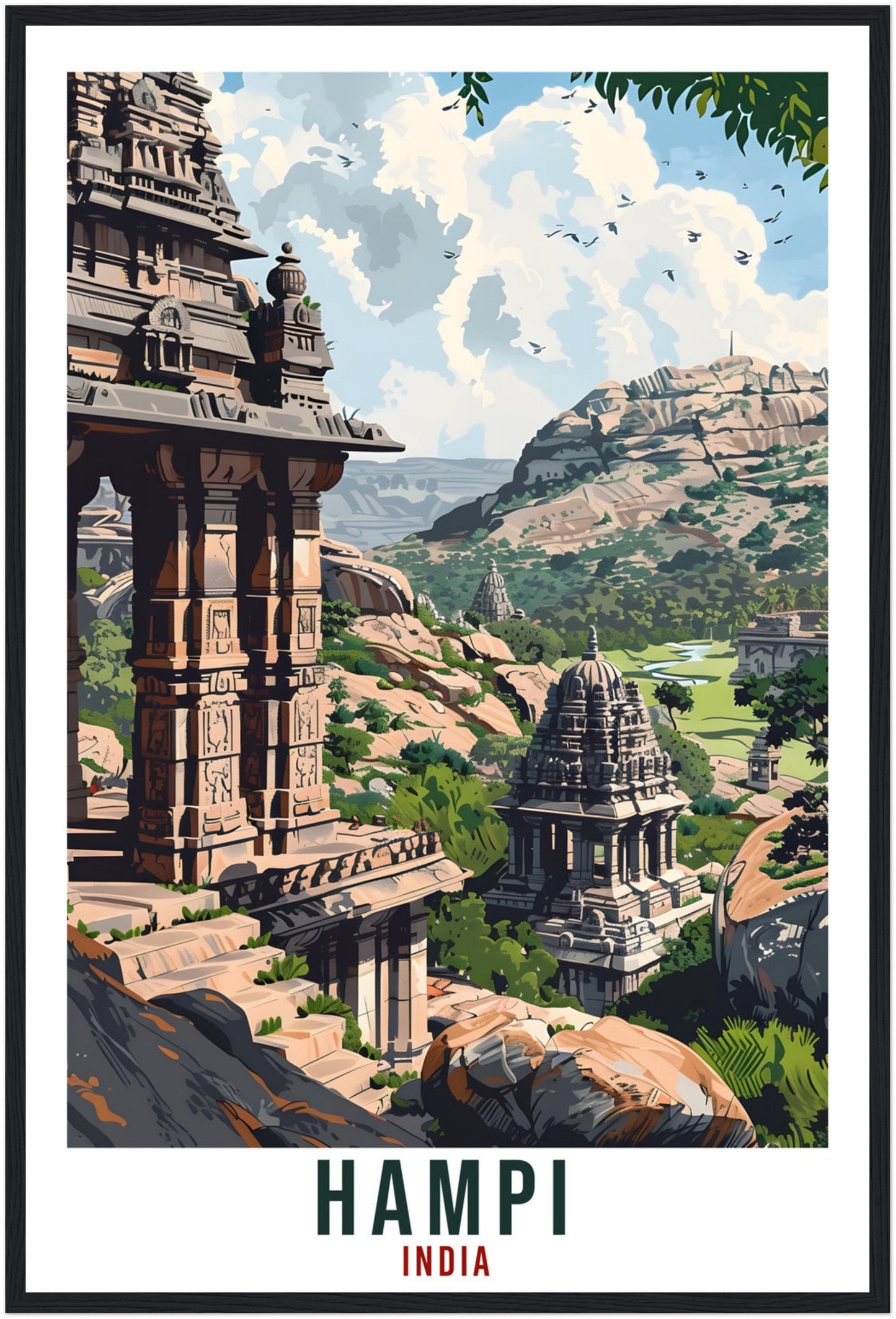 Hampi Travel Print India Home Decoration Wall Art Gift Wall Hanging Art Lover Indian Artwork India Hampi Travel Poster Hampi Indian Gift