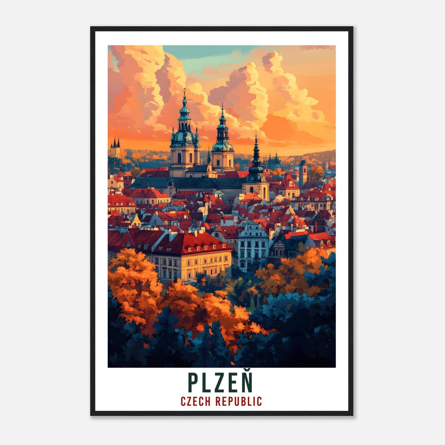 Plzeň Travel Print Czechia Home Decor Plzeň Wall Art Gift Wall Hanging Art Lover Pilsen Czech Republic Artwork Travel Poster Travel Artwork