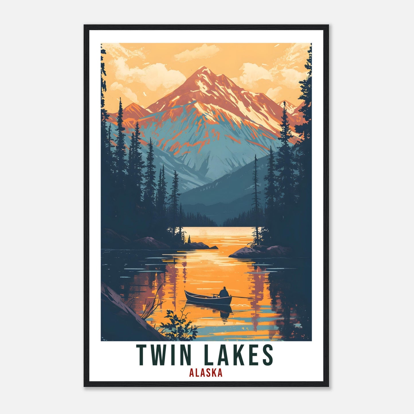 Twin Lakes Travel Print Alaska Home Decoration USA City Wall Art Gift Wall Hanging Art Lover Alaska Artwork Twin Lakes Nature Travel Poster