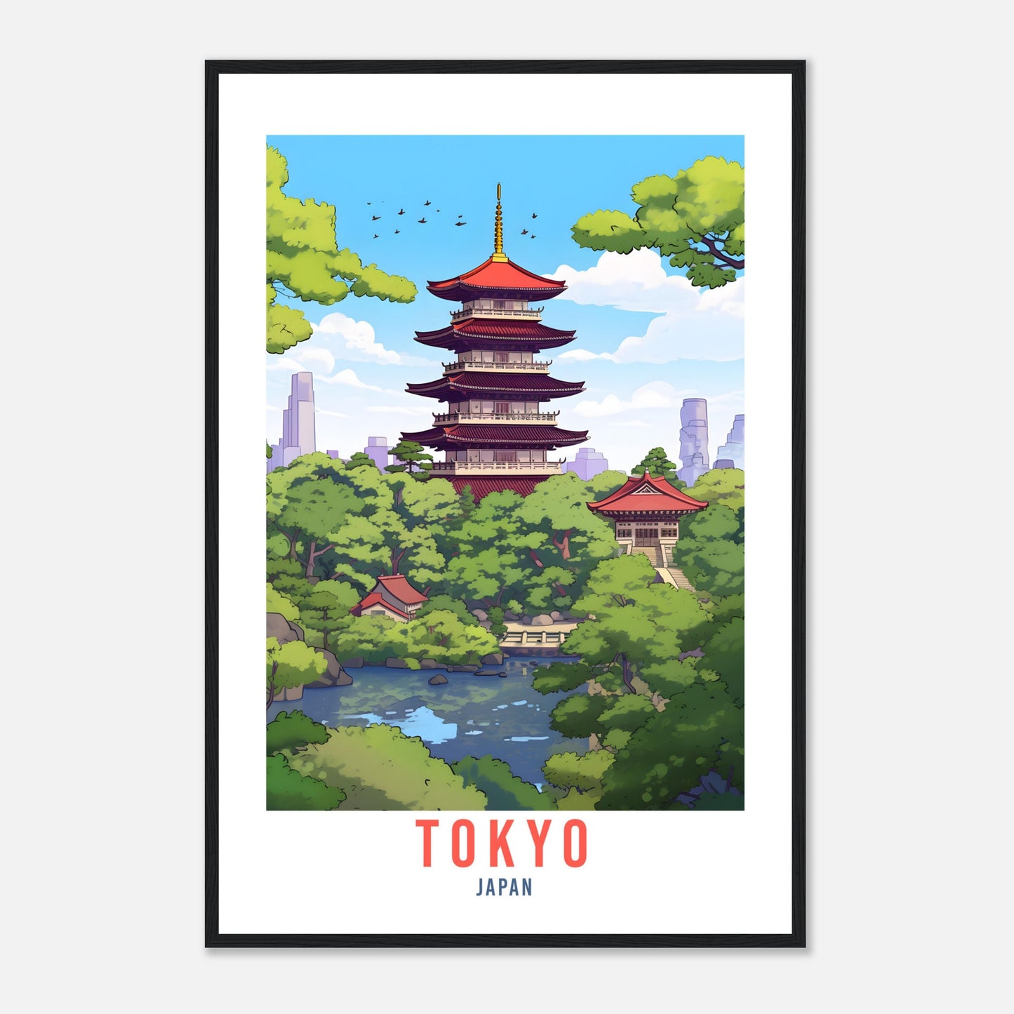 Tokyo Temple Travel Poster Tokyo Wall Hanging Japan Artwork Travel Print Wall Art Tokyo Japan Asia Home Decor Tokyo Gift Travel Art Japan