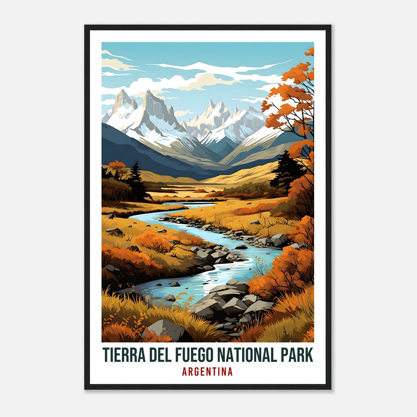 Tierra Del Fuego Travel Print Wall Art Argentina National Park Artwork Art Gifts Tierra Del Fuego Travel Poster Argentinian Art Lovers Gift