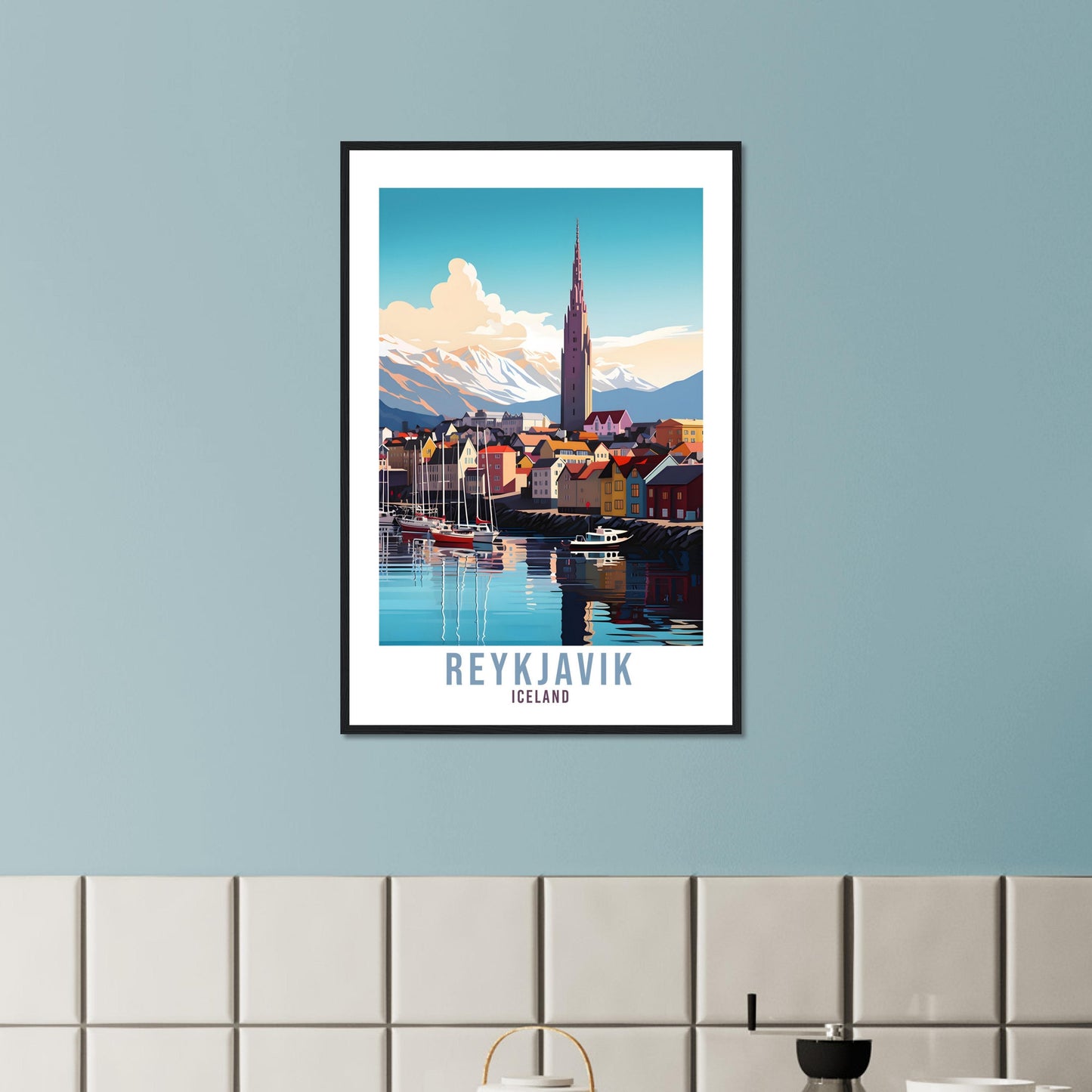 Reykjavik Travel Print Gift Iceland Reykjavik Travel Poster Reykjavik Wall Art Cityscape Reykjavik Illustration Home Decor Wall Hanging