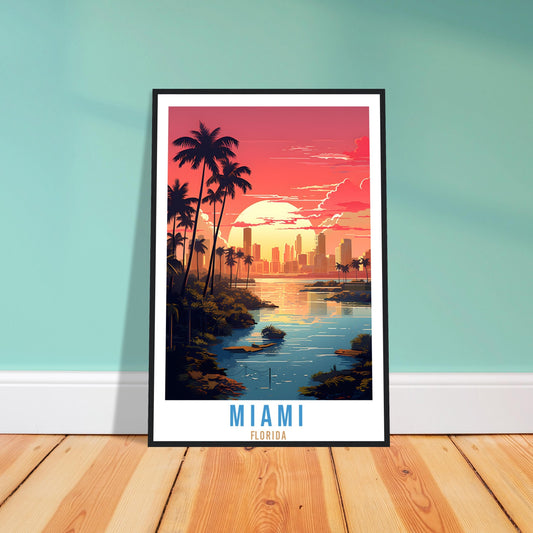 Miami Florida Travel Print Wall Miami Sunset Wall Hanging Travel Poster Miami City Landscape Florida Home Decor Florida Gift Travel Art