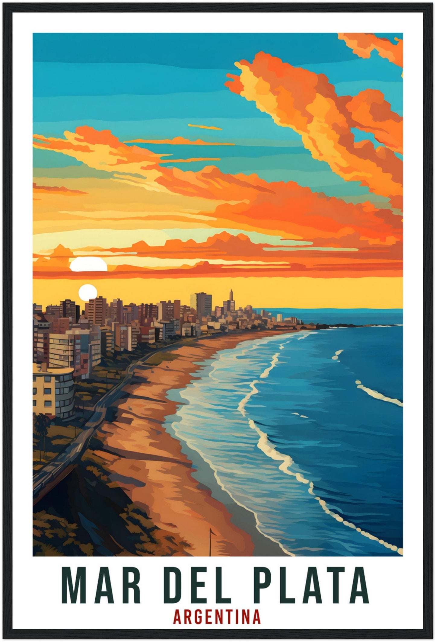 Mar Del Plata Travel Print Wall Art Mar Del Plata Argentina Landscape Artwork Art Gifts Mar Del Plata Travel Poster Argentinian Art Lovers