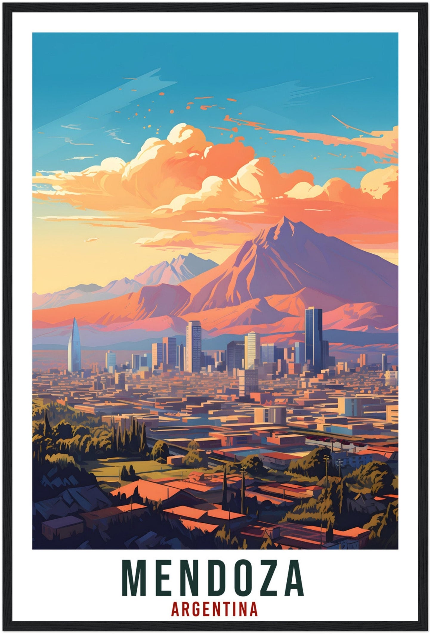 Mendoza Travel Print Wall Art Mendoza Argentina City Landscape Artwork Mendoza Art Gifts Mendoza Travel Poster Argentinian Art Lovers Gift