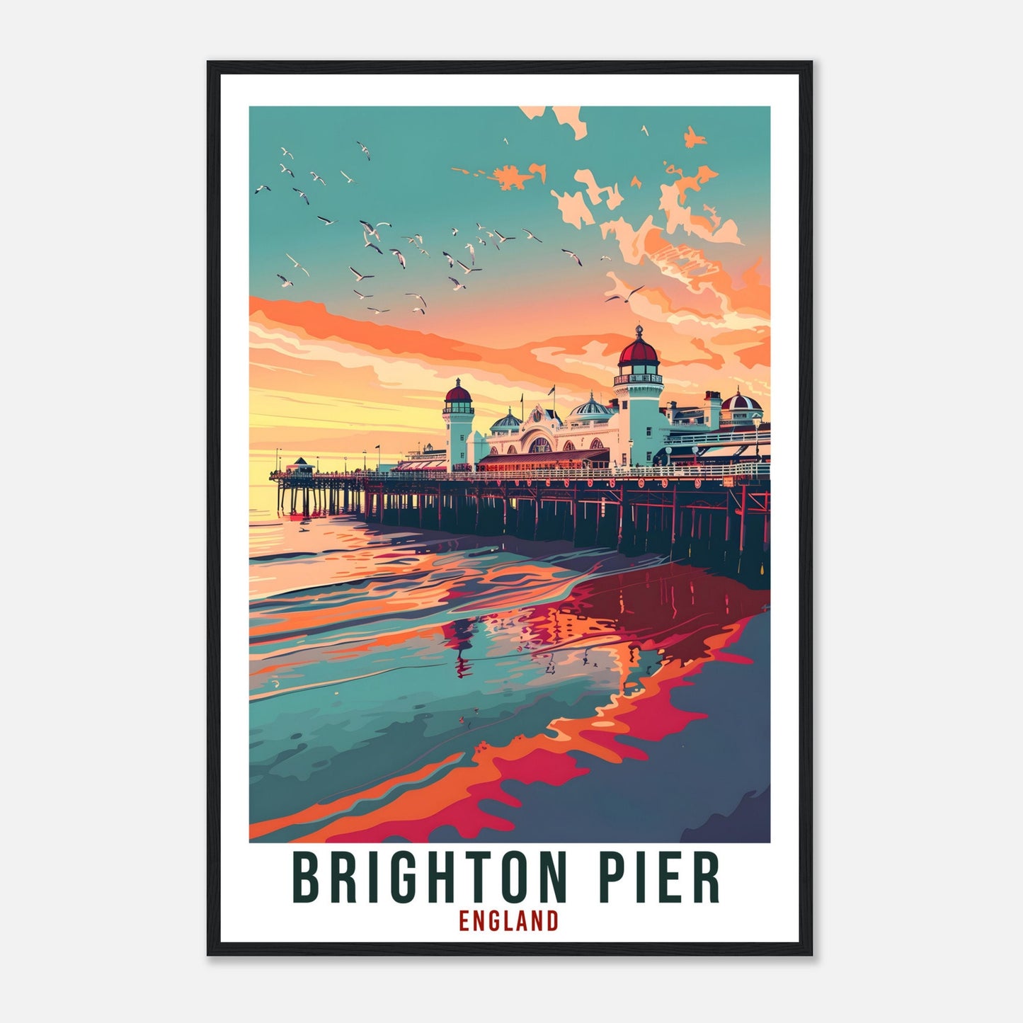 Brighton Pier Travel Print Wall Art Wall Hanging Home Living Décor Brighton Gift Art Lovers Gift UK Artwork Gift Print England Travel Poster