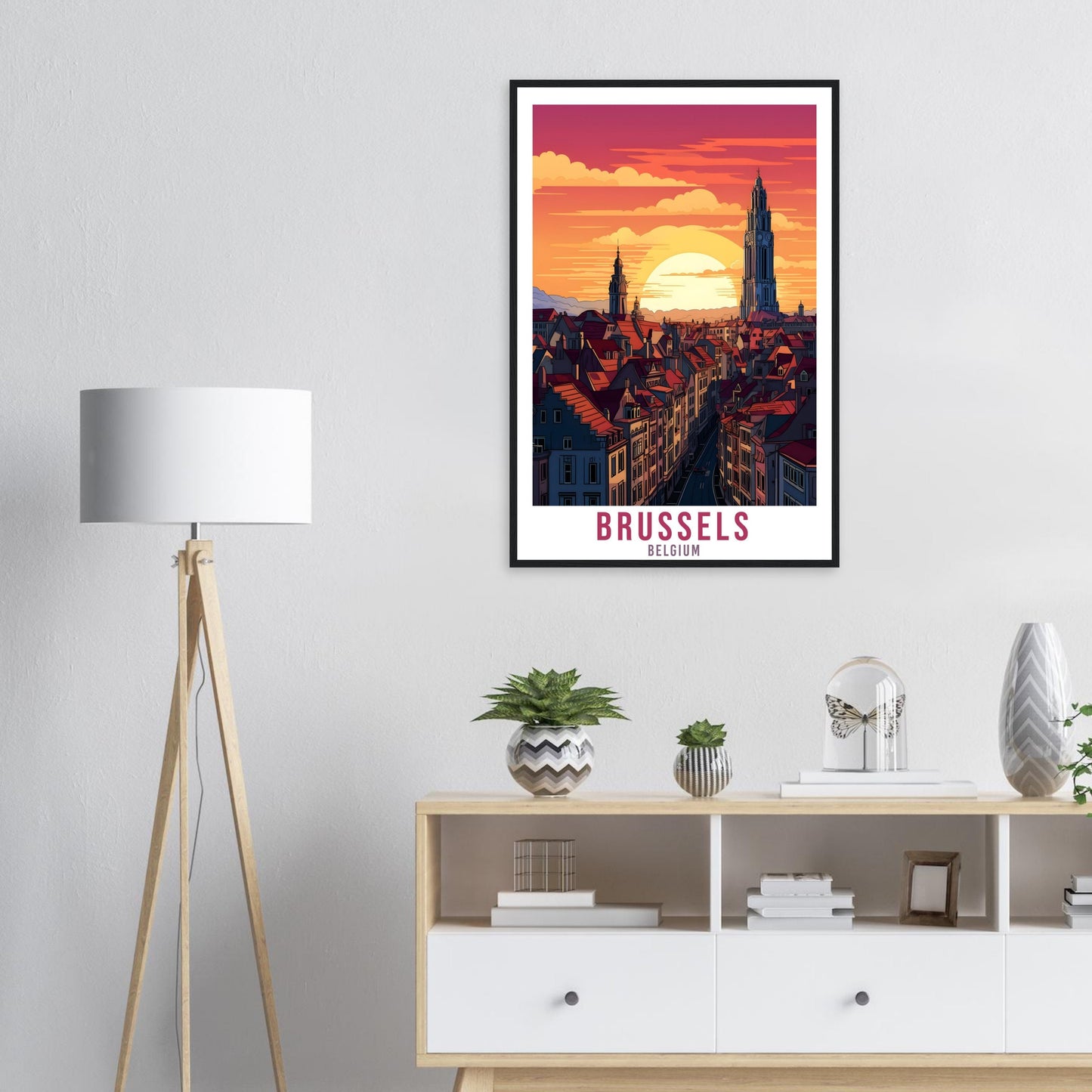 Brussels Travel Poster Wall Art Belgium Home Décor Artwork Wall Hanging Brussels Cityscape Art Gifts Brussels Travel Print Belgian Art Lover