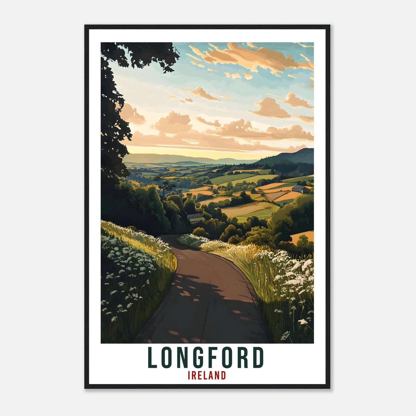Longford Travel Print Ireland Home Decor Longford Wall Art Gift Wall Hanging Art Lover Longford Irish Artwork Travel Poster Ireland Travel