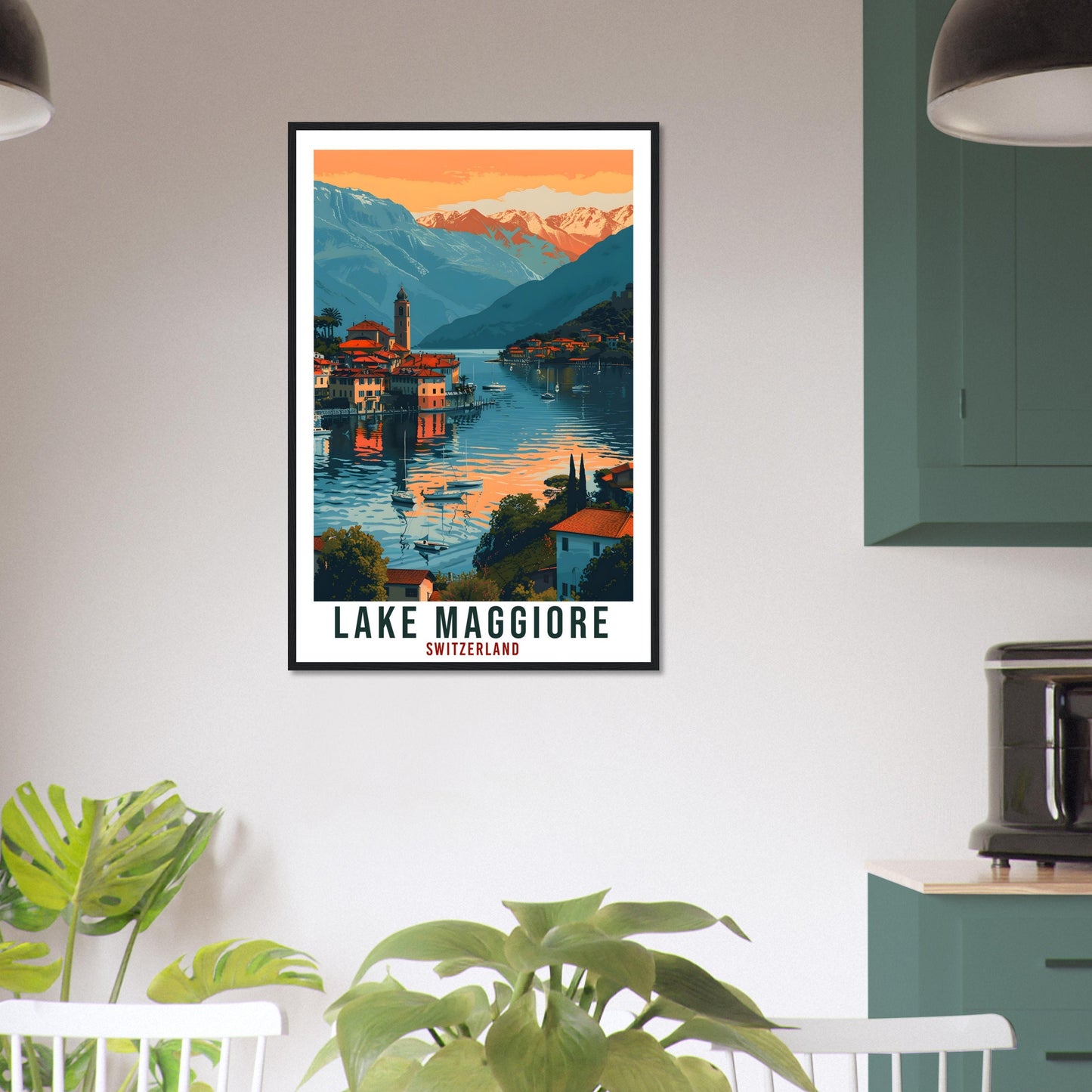 Lake Maggiore Travel Print Swiss Wall Art Wall Hanging Home Décor Lake Maggiore Gift Art Lovers Switzerland Artwork Gift Swiss Travel Poster