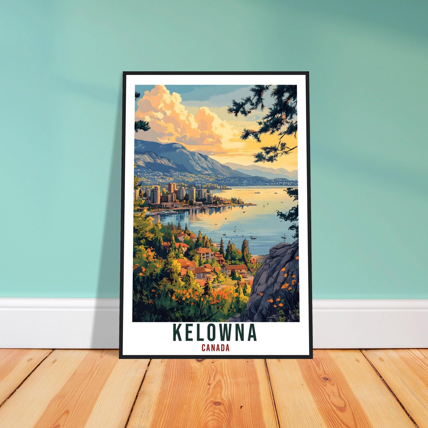 Kelowna Travel Print Canada Home Decor Kelowna Wall Art Gift Wall Hanging Art Lover Kelowna Canadian Artwork Travel Poster British Columbia