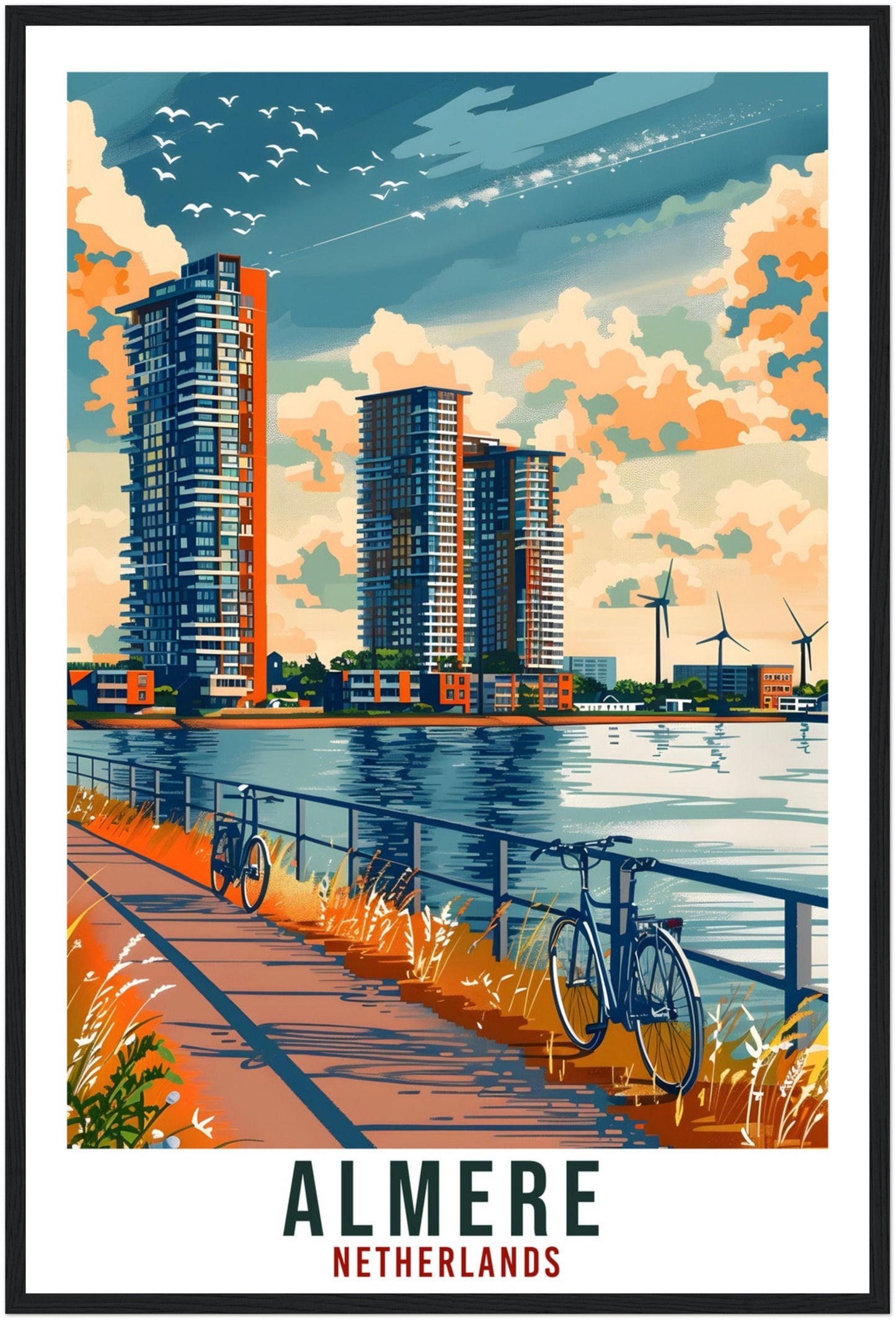 Almere Travel Print Holland Wall Art Wall Hanging Home Décor Almere Gift Art Lovers Gift Dutch Artwork Gift The Netherlands Travel Poster