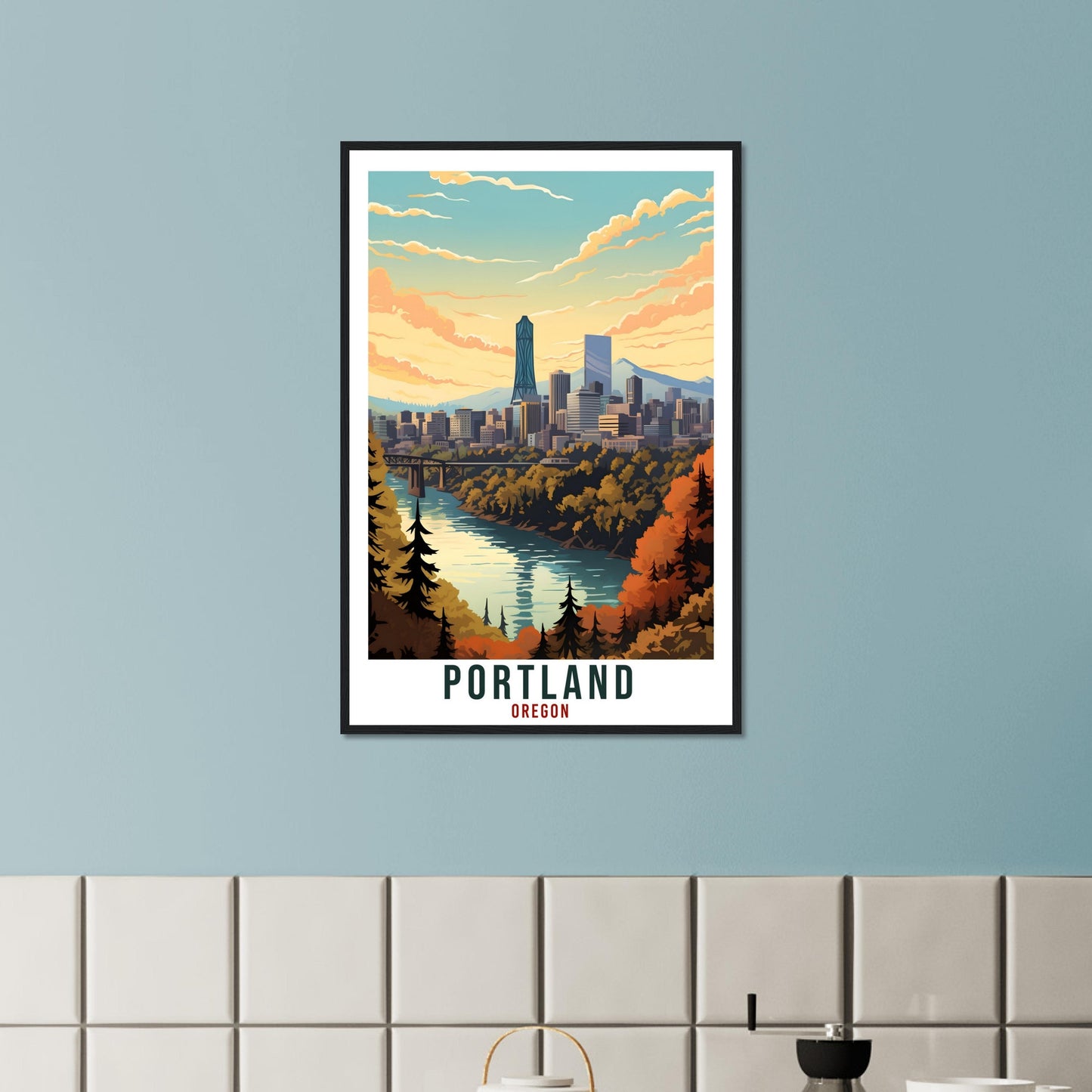 Portland Travel Print Oregon Home Decoration USA City Wall Art Gift Wall Hanging Art Lover Oregon Artwork Portland Skyline Travel Poster