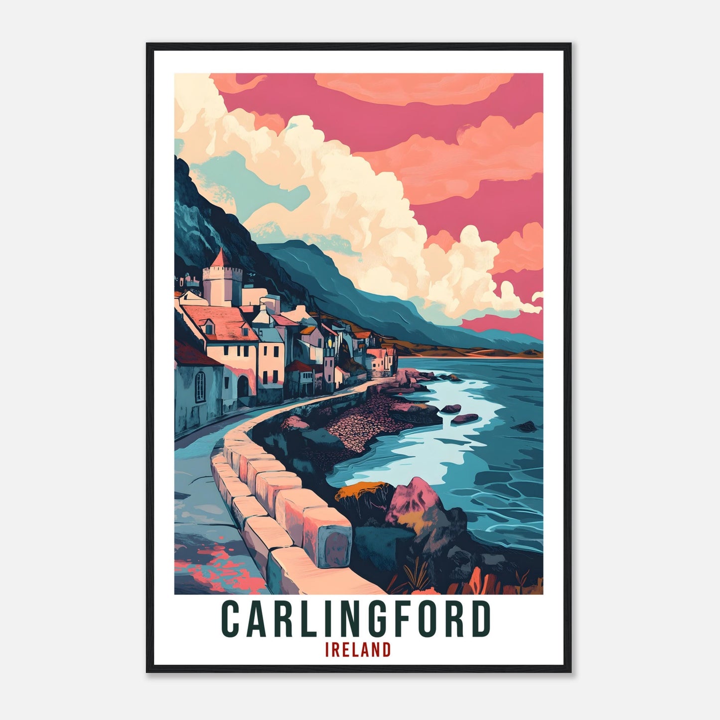 Carlingford Travel Print Ireland Home Decor Carlingford Wall Art Wall Hanging Art Lover Irish Artwork Travel Poster Carlingford Ireland Art
