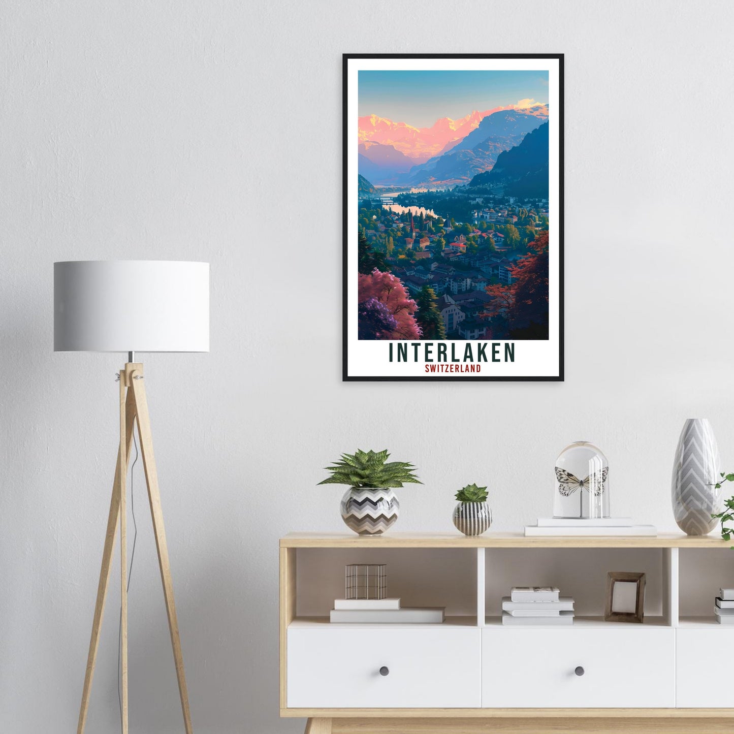 Interlaken Travel Print Swiss Wall Art Wall Hanging Home Living Décor Interlaken Gift Art Lover Switzerland Artwork Gift Swiss Travel Poster