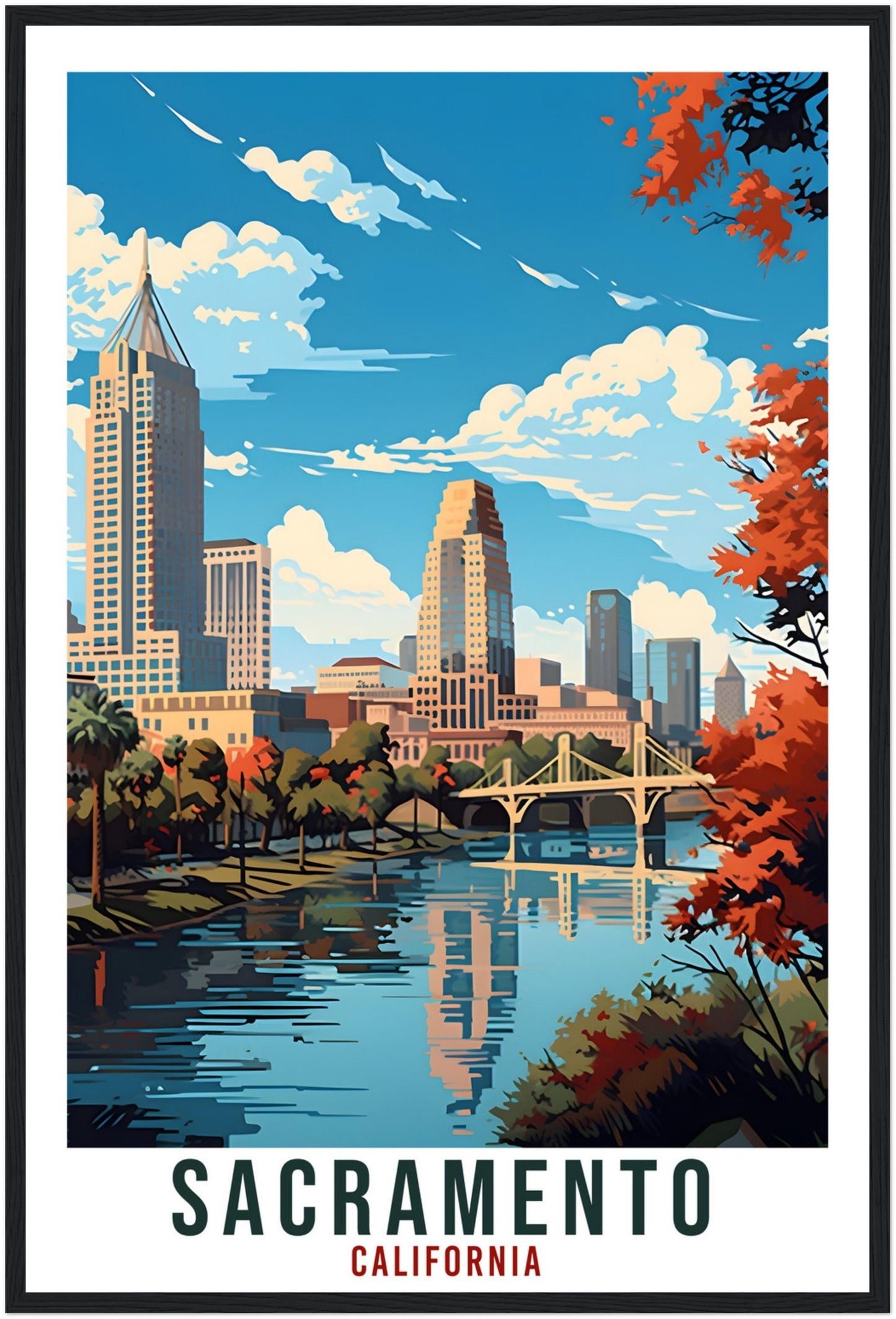 Sacramento Travel Poster California Home Decoration USA City Wall Art Gift Wall Hanging Art Lover California Artwork Sacramento Travel Print