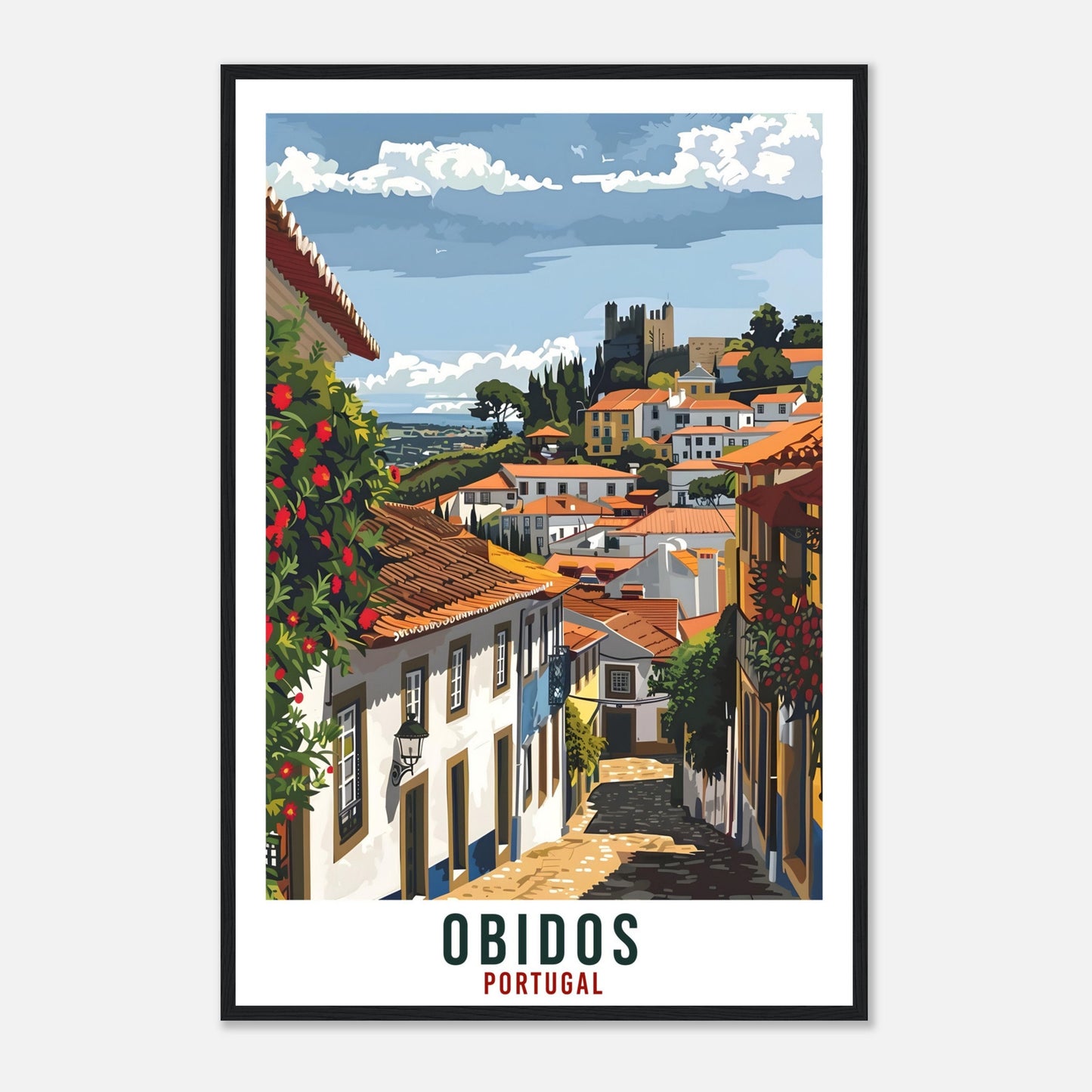 Obidos Travel Print Portugal Wall Art Wall Hanging Home Décor Obidos Gift Portugal Landmark Artwork Gift Portugal Holiday Travel Poster