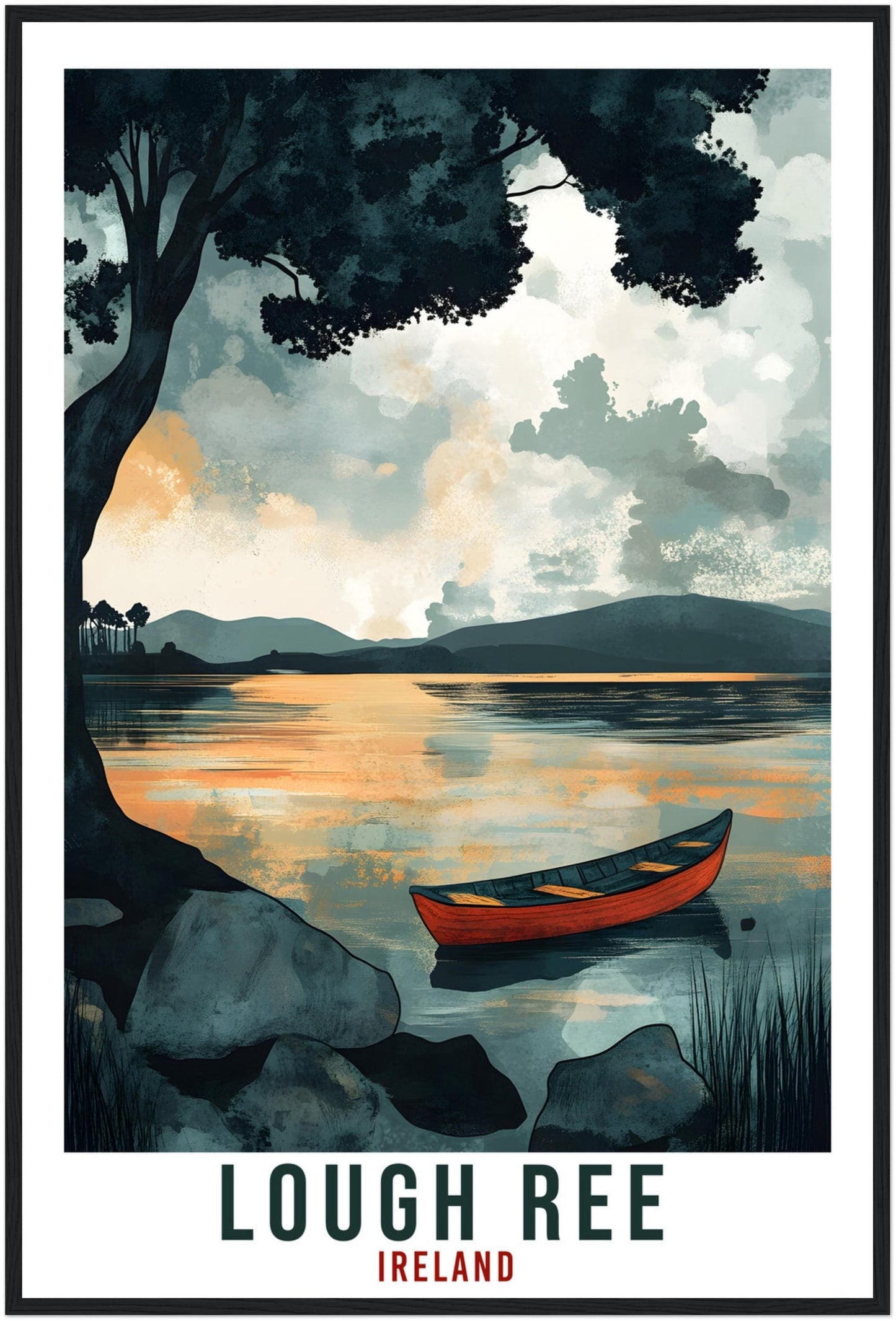 Lough Ree Travel Print Ireland Home Decor Lough Ree Wall Art Gift Wall Hanging Art Lover Lough Ree Irish Artwork Travel Poster Ireland Art