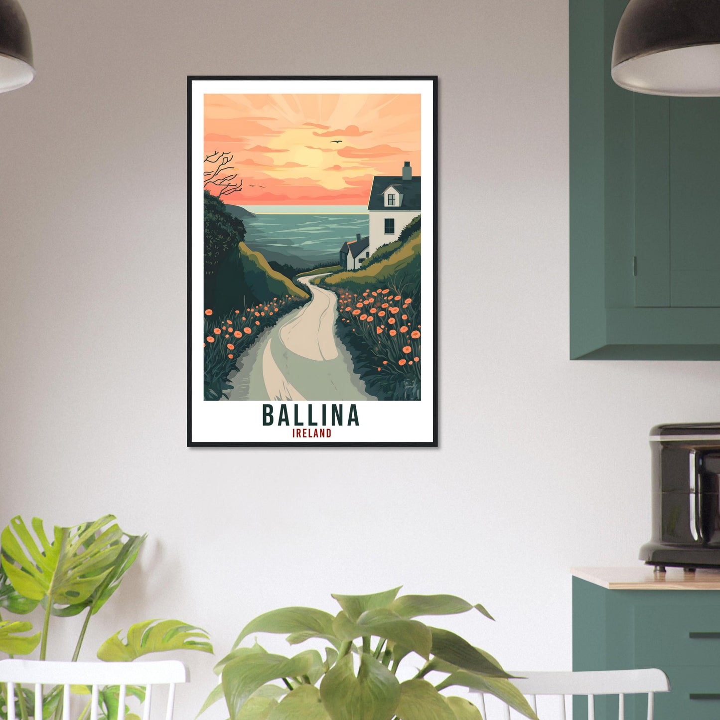 Ballina Travel Print Ireland Home Decor Ballina Wall Art Wall Hanging Art Lover Irish Artwork Travel Poster Ballina Mayo Ireland Travel Art