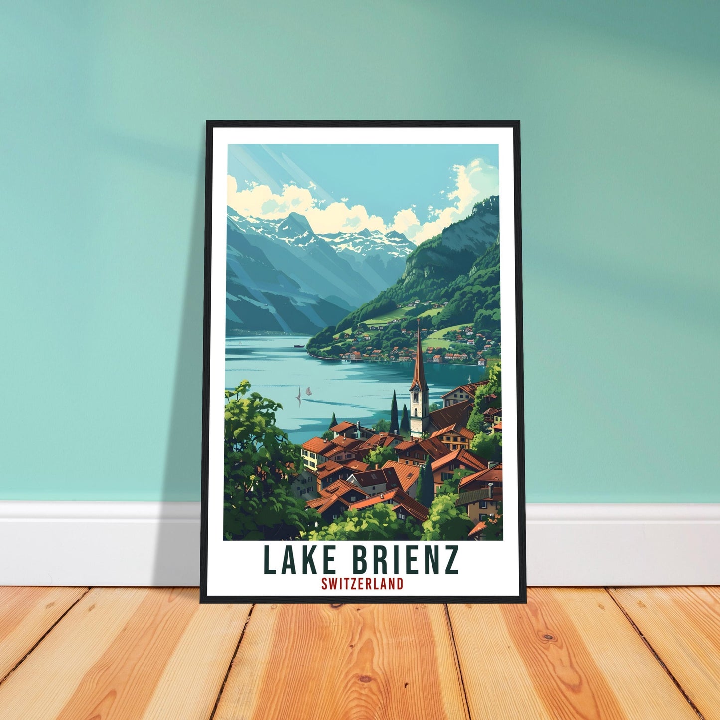 Lake Brienz Travel Print Swiss Wall Art Wall Hanging Home Décor Lake Brienz Gift Art Lover Gift Switzerland Artwork Gift Swiss Travel Poster