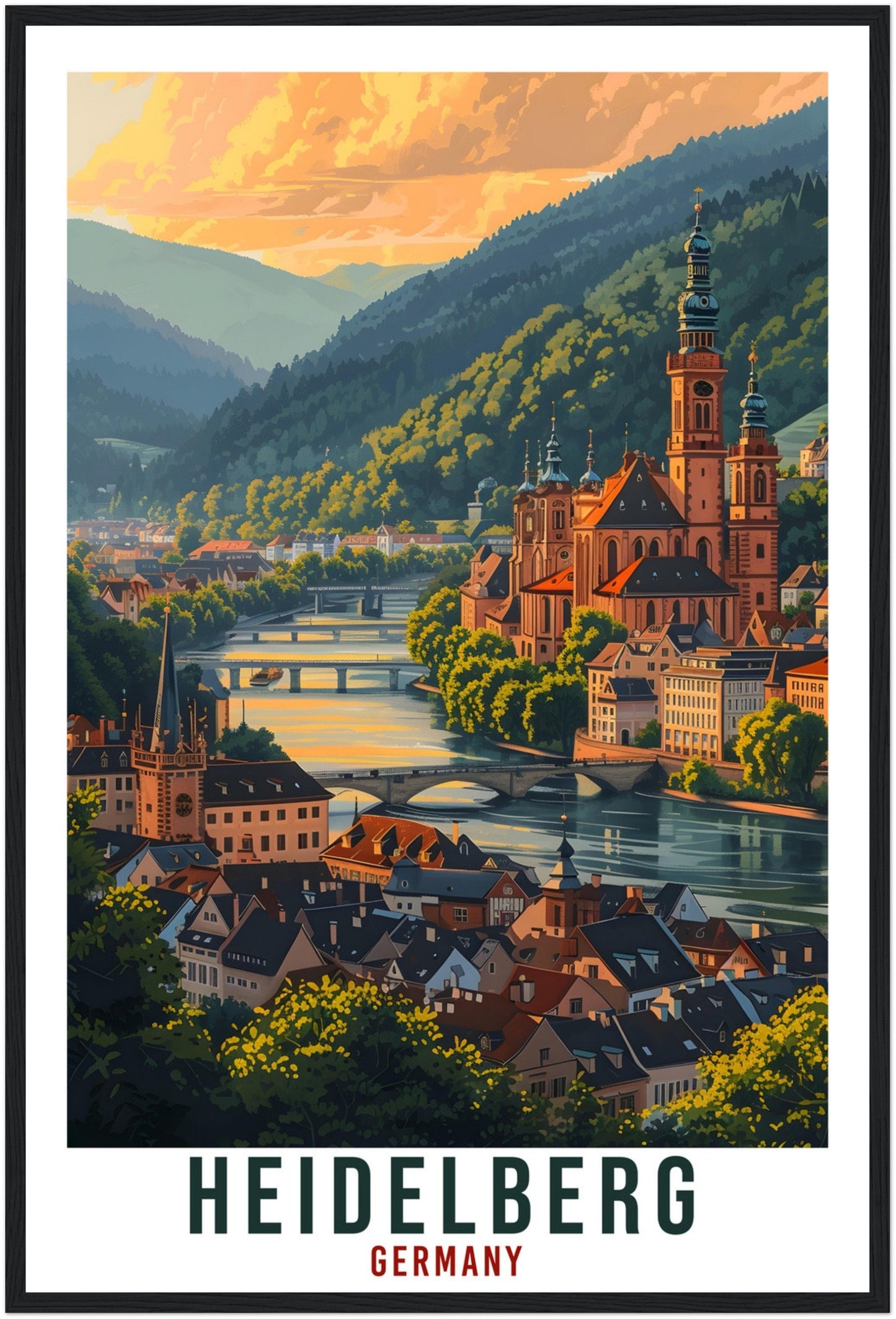 Heidelberg Travel Print Germany Home Decoration German City Wall Art Gift Wall Hanging Art Lover Germany Artwork Heidelberg Travel Poster
