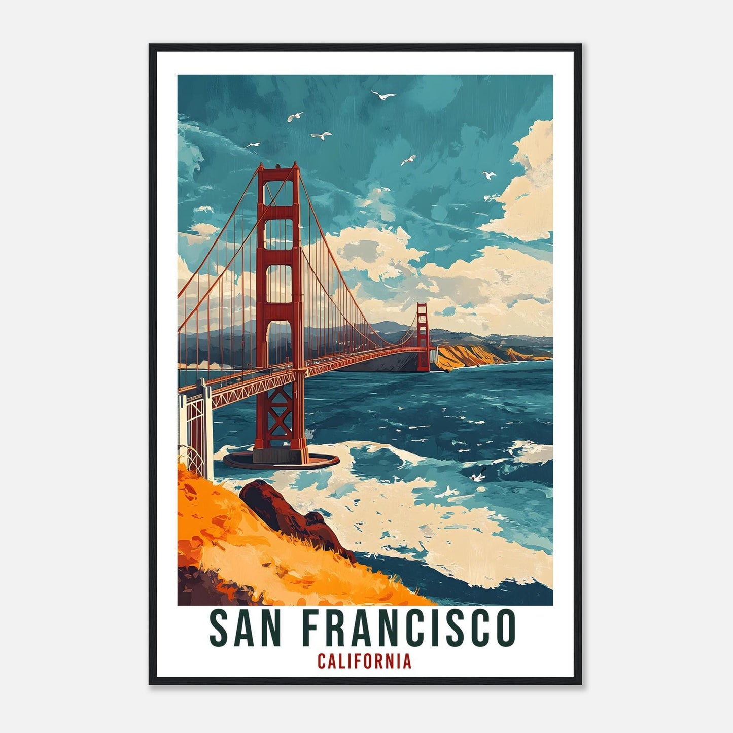 San Francisco Golden Gate Bridge Travel Print California Home Decor Wall Art Gift Wall Hanging Art Lover United States Artwork Travel Art
