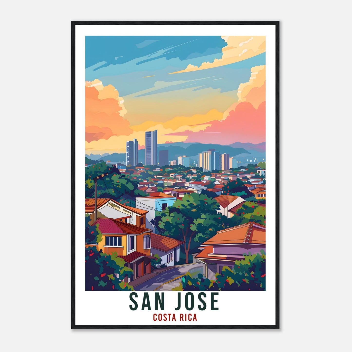 San Jose Costa Rica Travel Print Wall Art Wall Hanging Home Décor San Jose Gift Wall Art Artwork Travel Art Costa Rica City Travel Poster
