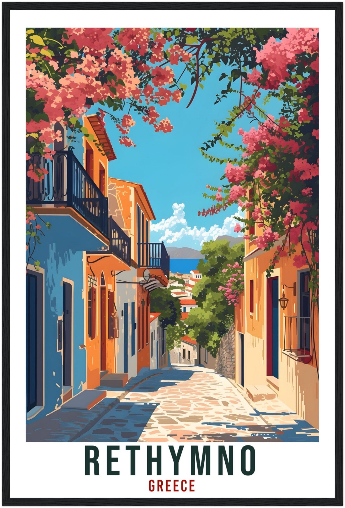 Rethymno Crete Travel Print Greece Home Decoration Greek Island Wall Art Gift Wall Hanging Art Lover Greece Artwork Rethymno Travel Poster