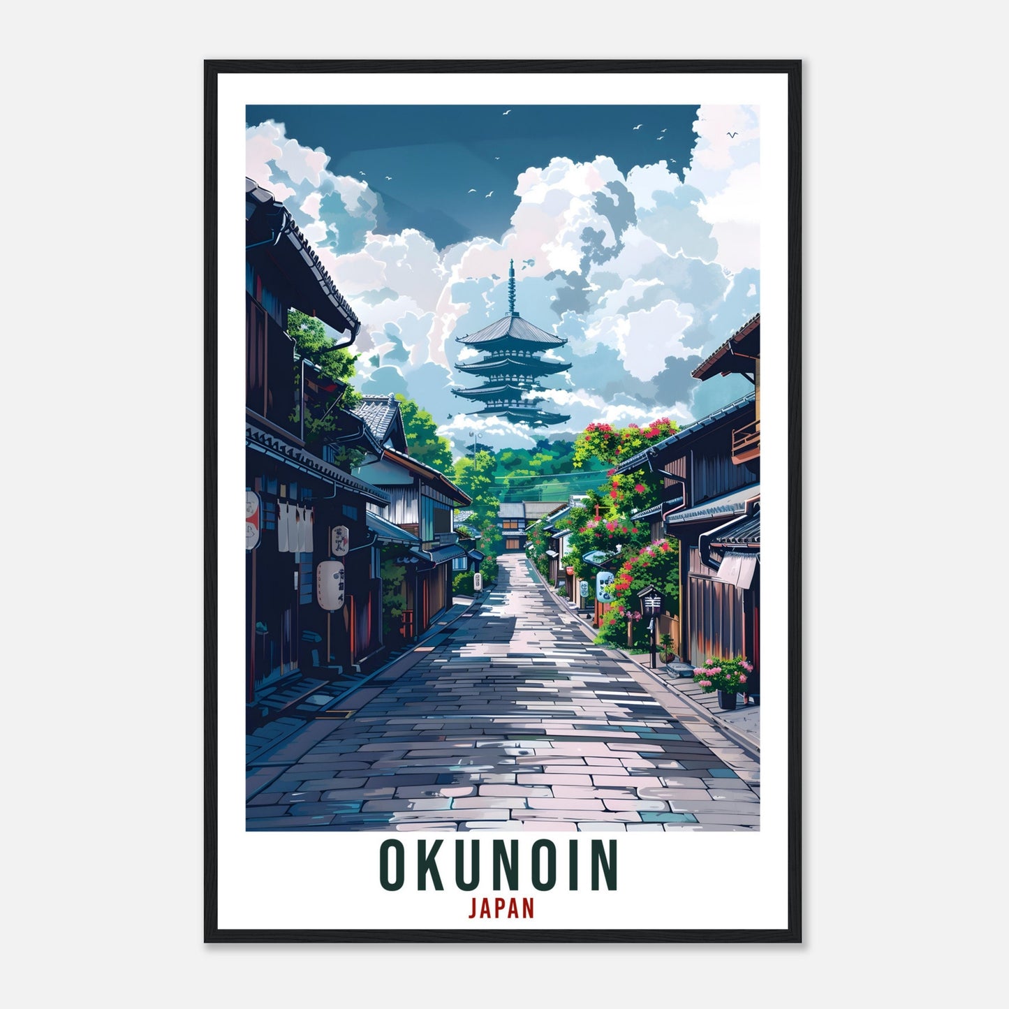 Okunoin Travel Print Japan Home Decoration Wall Art Gift Wall Hanging Art Lover Japanese Artwork Japan Okunoin Travel Poster Cityscape Print