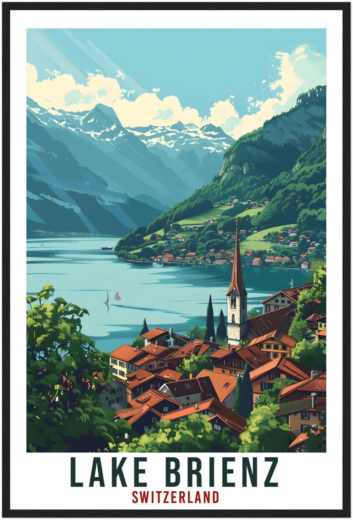 Lake Brienz Travel Print Swiss Wall Art Wall Hanging Home Décor Lake Brienz Gift Art Lover Gift Switzerland Artwork Gift Swiss Travel Poster