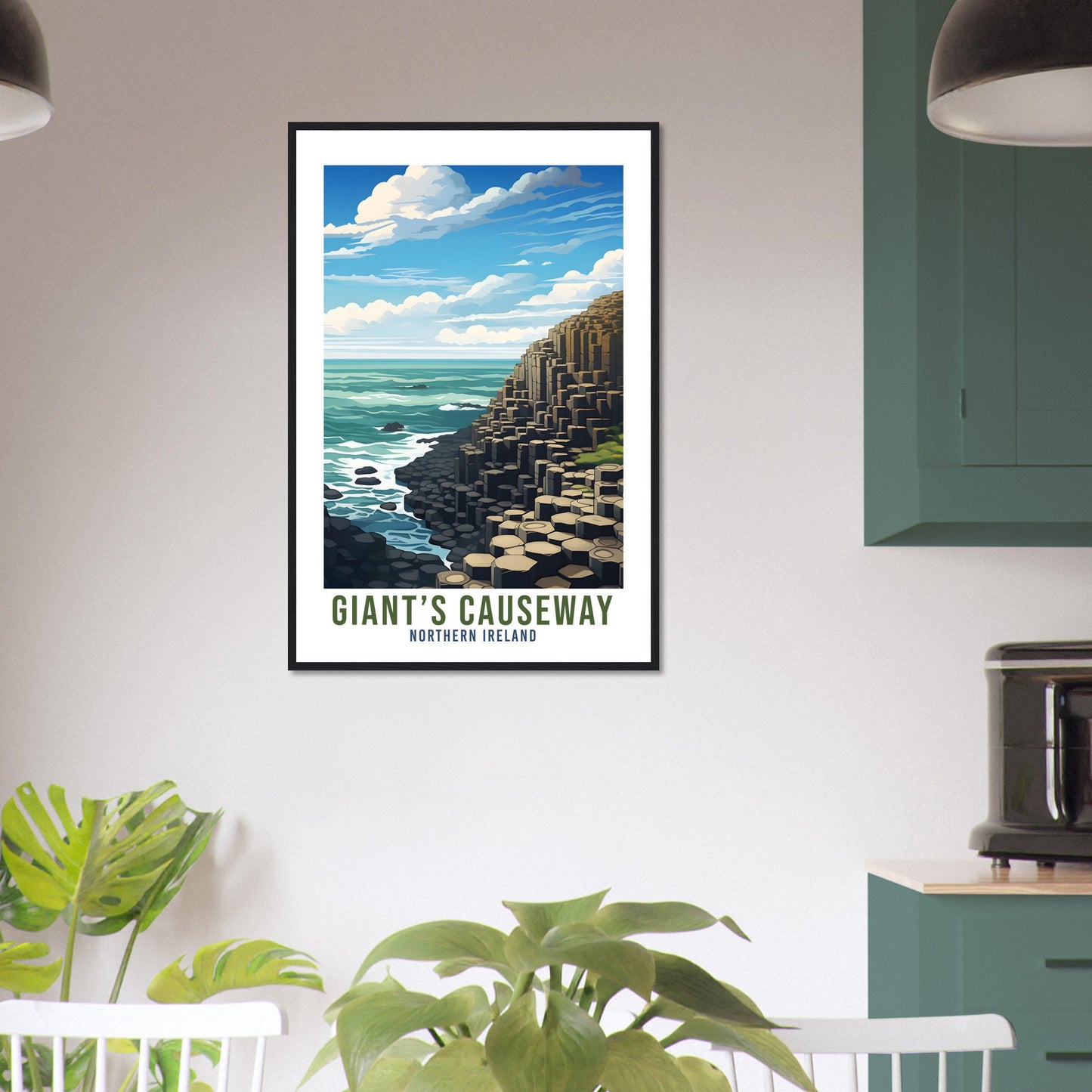 Giant's Causeway Travel Print Northern Ireland Seaside Coastal Landscape Wall Hanging Giant's Causeway Artwork Gift Causeway Coast Poster