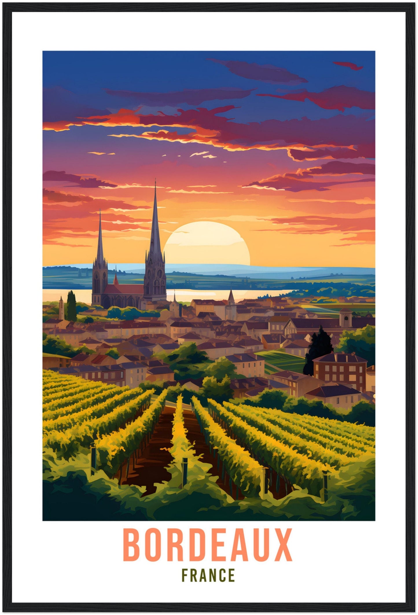 Bordeaux France Travel Poster Wall Art Bordeaux Wall Hanging Home Décor France Gift Art Lovers Vineyard Art Lover Gift Bordeaux France Print