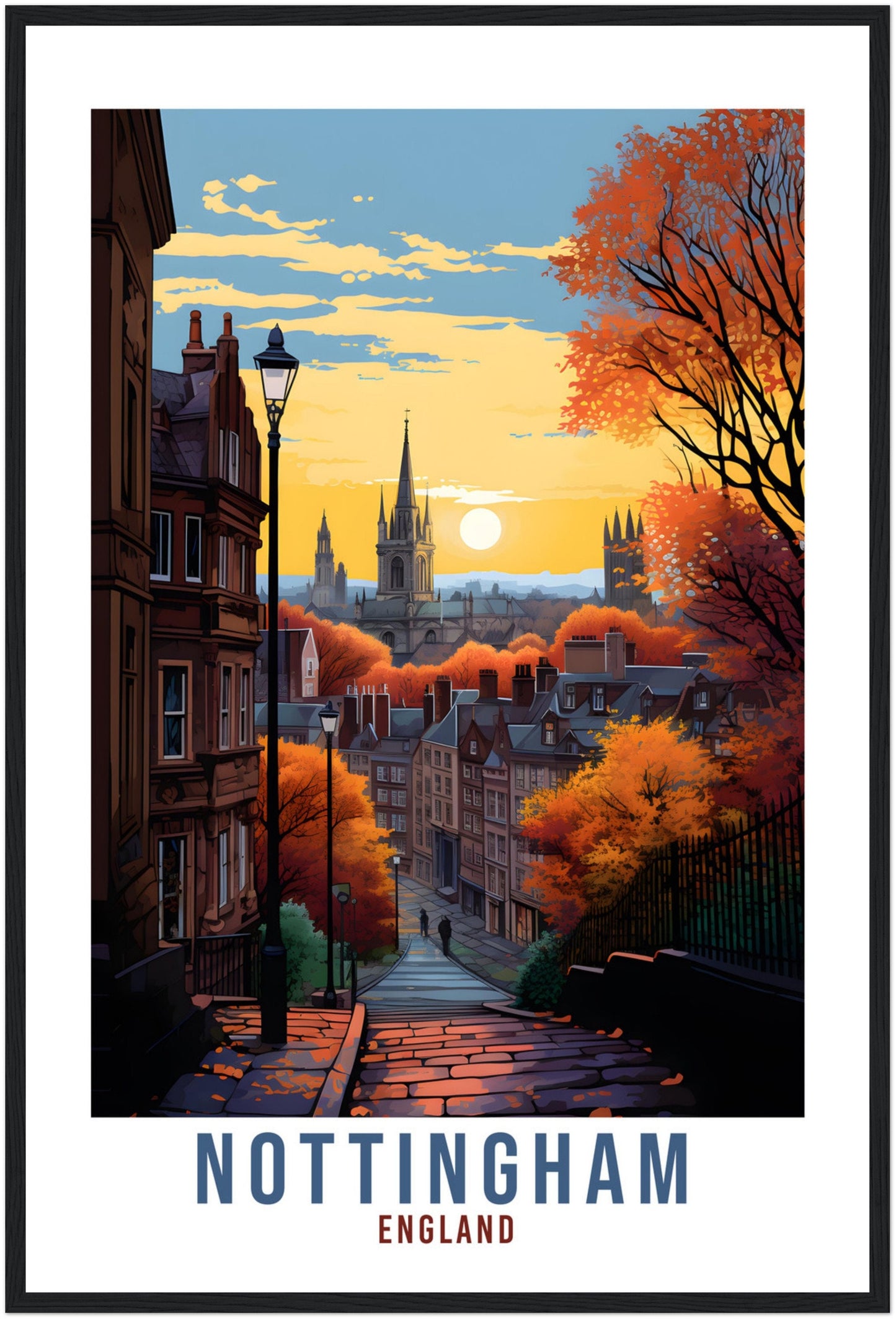 Nottingham Travel Print Home Decor Nottinghamshire East Midlands Wall Hanging Nottingham Artwork Gift Nottingham Travel Poster Artwork