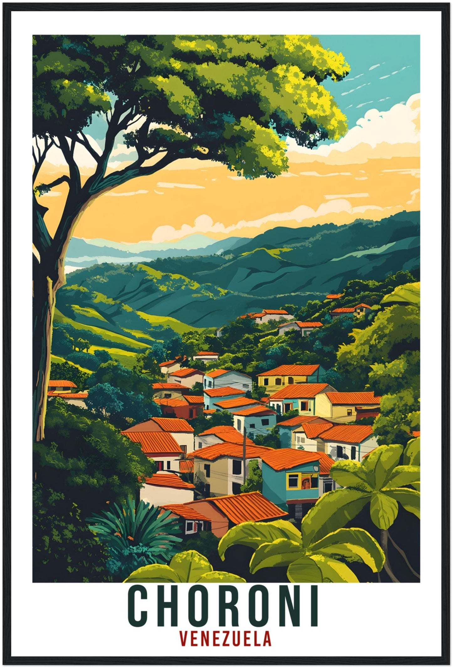Choroni Travel Print Venezuela Home Decor Choroni Wall Art Gift Wall Hanging Art Lover Choroni Venezuelan Artwork Travel Poster Travel Art