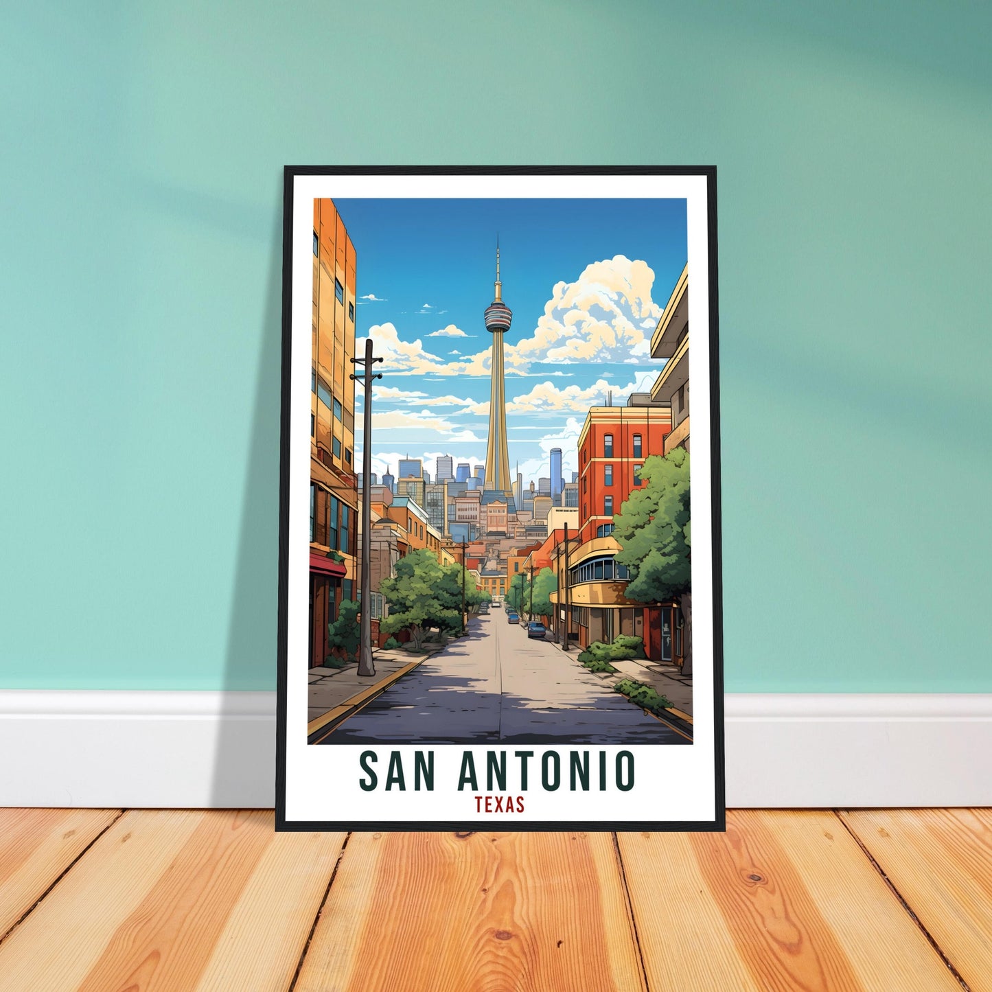 San Antonio Travel Print Texas Home Decoration USA City Wall Art Gift Wall Hanging Art Lover Texas Artwork San Antonio Skyline Travel Poster