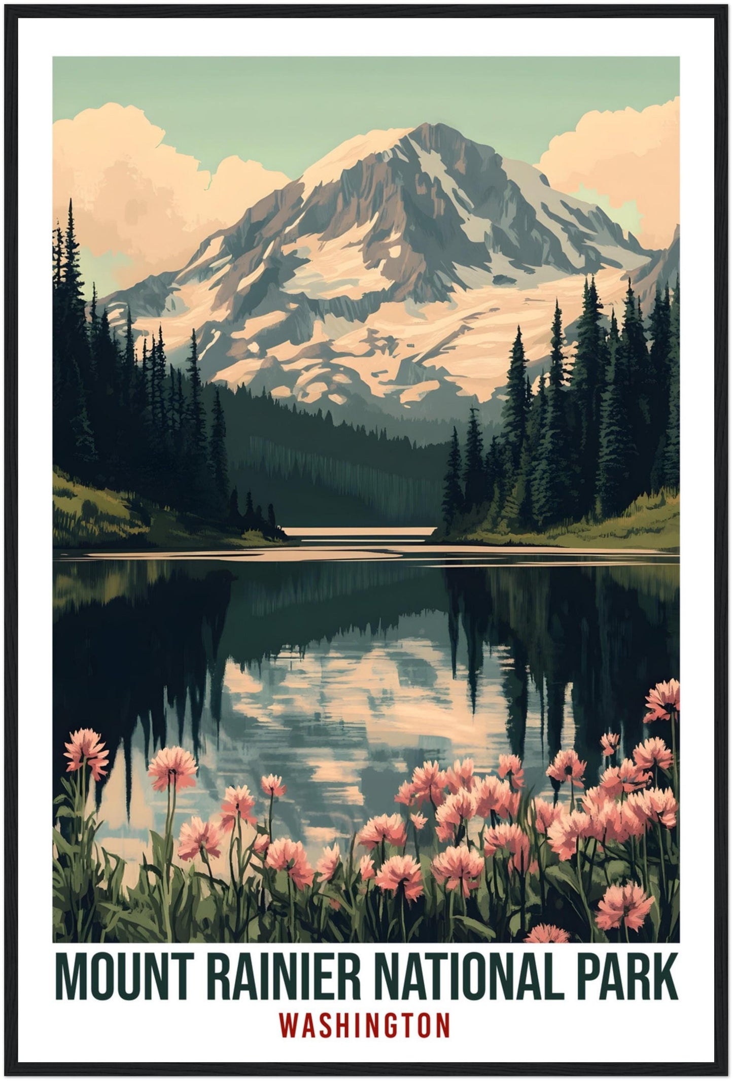 Mount Rainier National Park Washington USA Travel Print Wall Art Wall Hanging Décor Mount Rainier Gift Travel Art USA Artwork Travel Poster