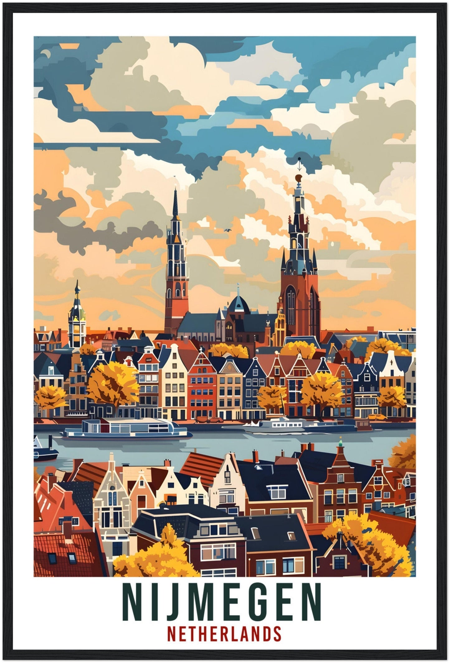 Nijmegen Travel Print Holland Wall Art Wall Hanging Home Décor Nijmegen Gift Art Lover Gift Dutch Artwork Gift The Netherlands Travel Poster