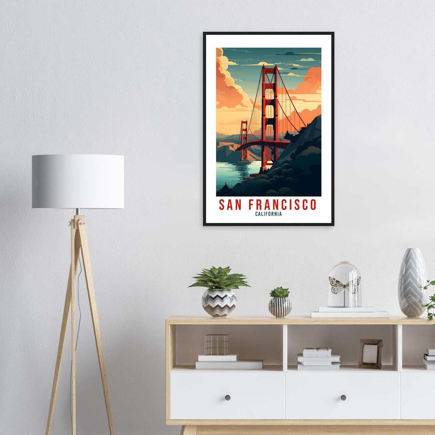 San Francisco Golden Gate Travel Print Wall Art San Francisco Sunset Wall Hanging Travel Poster San Fran USA Home Decor United States Travel