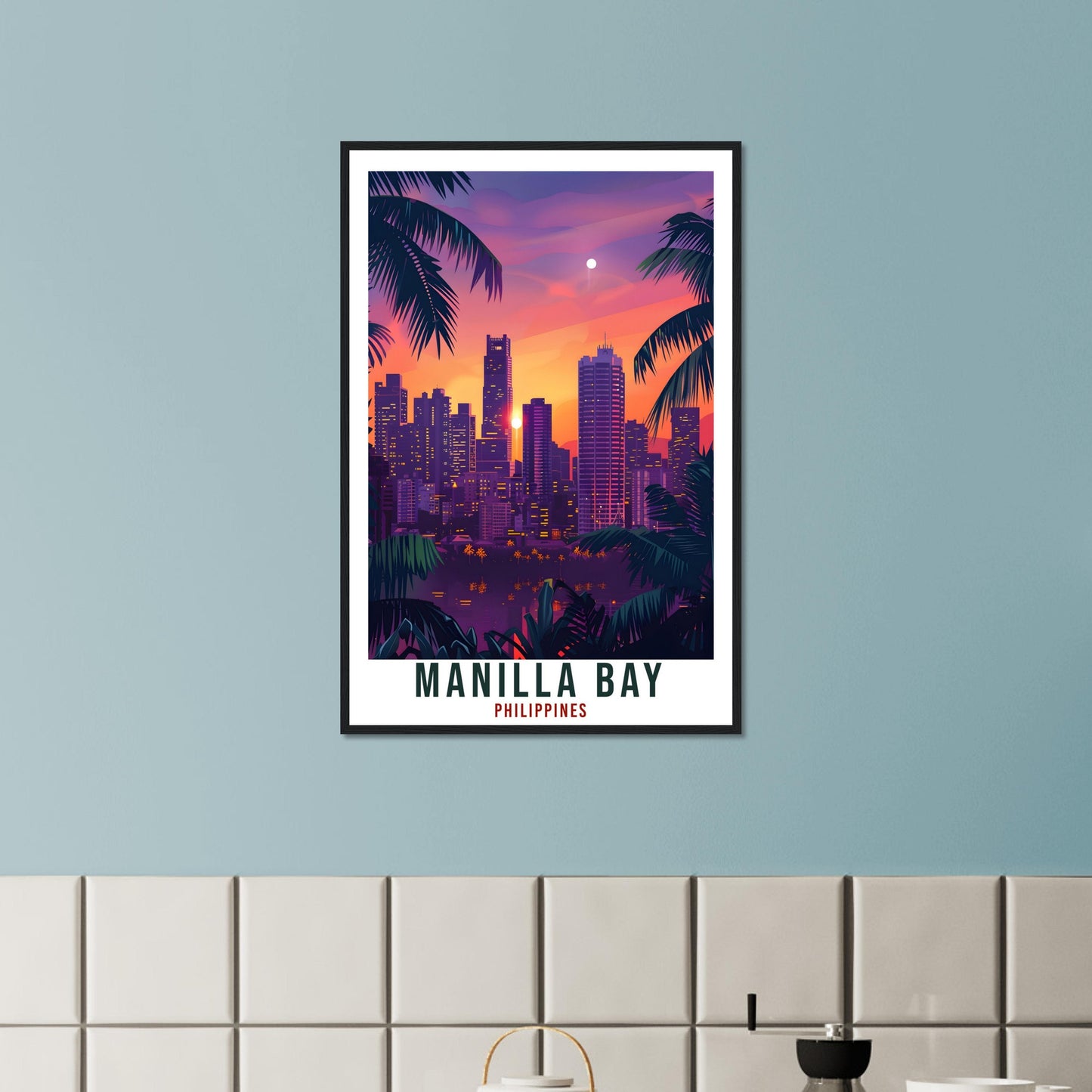 Manilla Bay Philippines Travel Print City Wall Art Wall Hanging Home Décor Manilla Bay Gift Landmark Travel Art Philippines Travel Poster